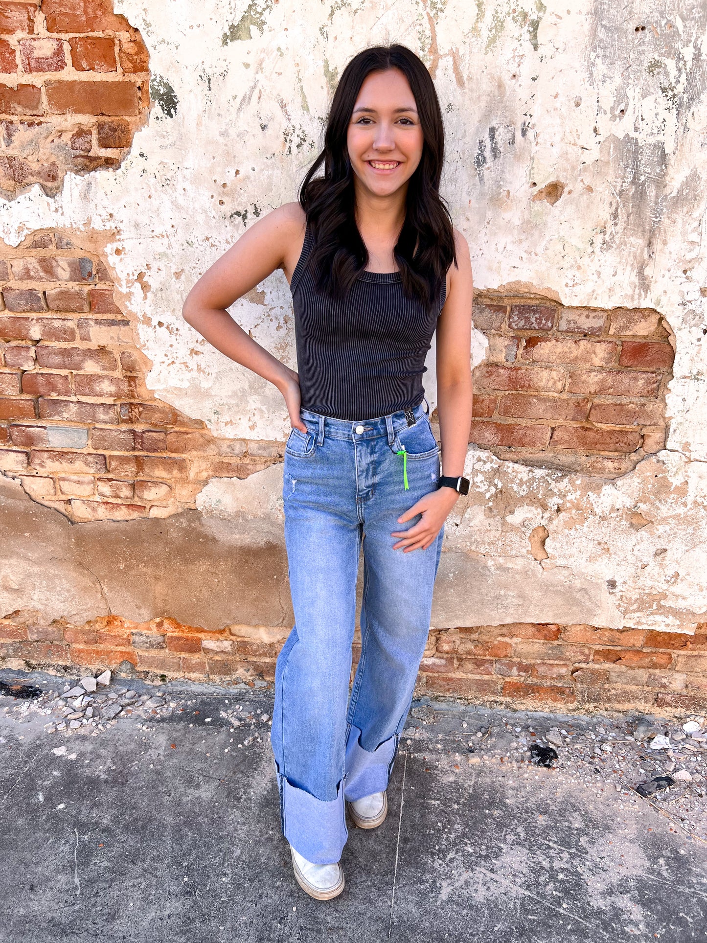 Haley Cuff Up Wide Leg Jeans-Wide Leg Jeans-Vibrant M.i.U-08/28/25,Bin b6,bottoms,FD 12/03/24,OGP 69.99-The Twisted Chandelier