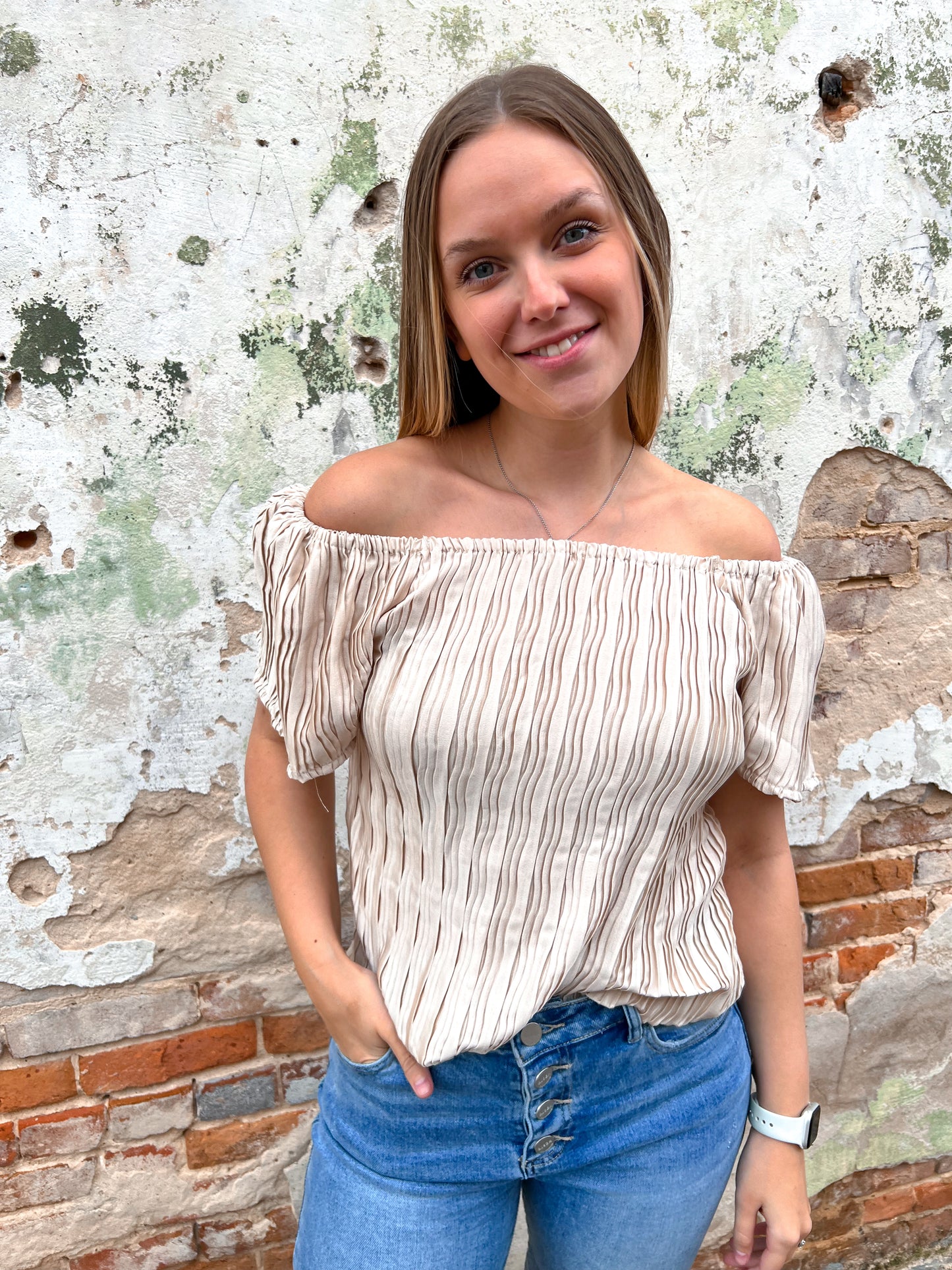 Aubrie Ivory Silk Top-Shirt-Southern Grace Wholesale-9307E,Bin a4,FD 03/05/24,Tops Collection-The Twisted Chandelier