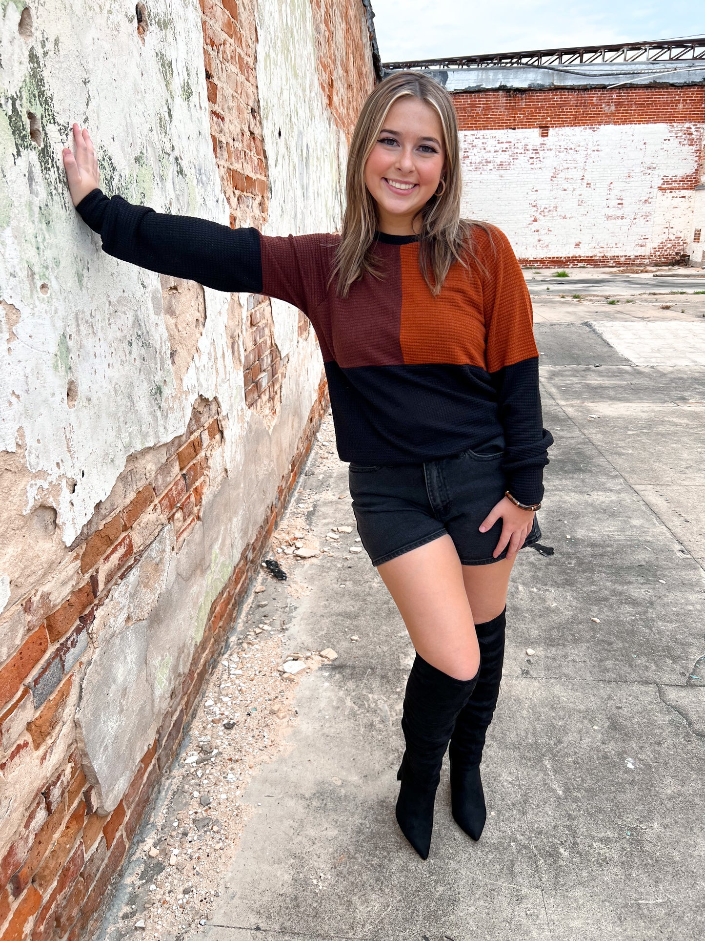 Selena Waffle Knit Color Block Sweater-Sweater-Your Fashion Wholesale-09/12/23-The Twisted Chandelier
