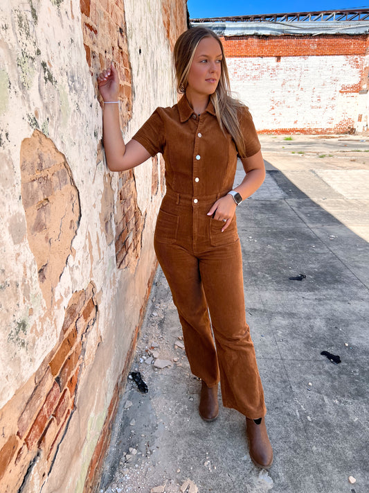 Tristyn Corduroy Button Down Jumpsuit-Jumpsuits & Rompers-day+moon-Bin E5, Max Retail-The Twisted Chandelier