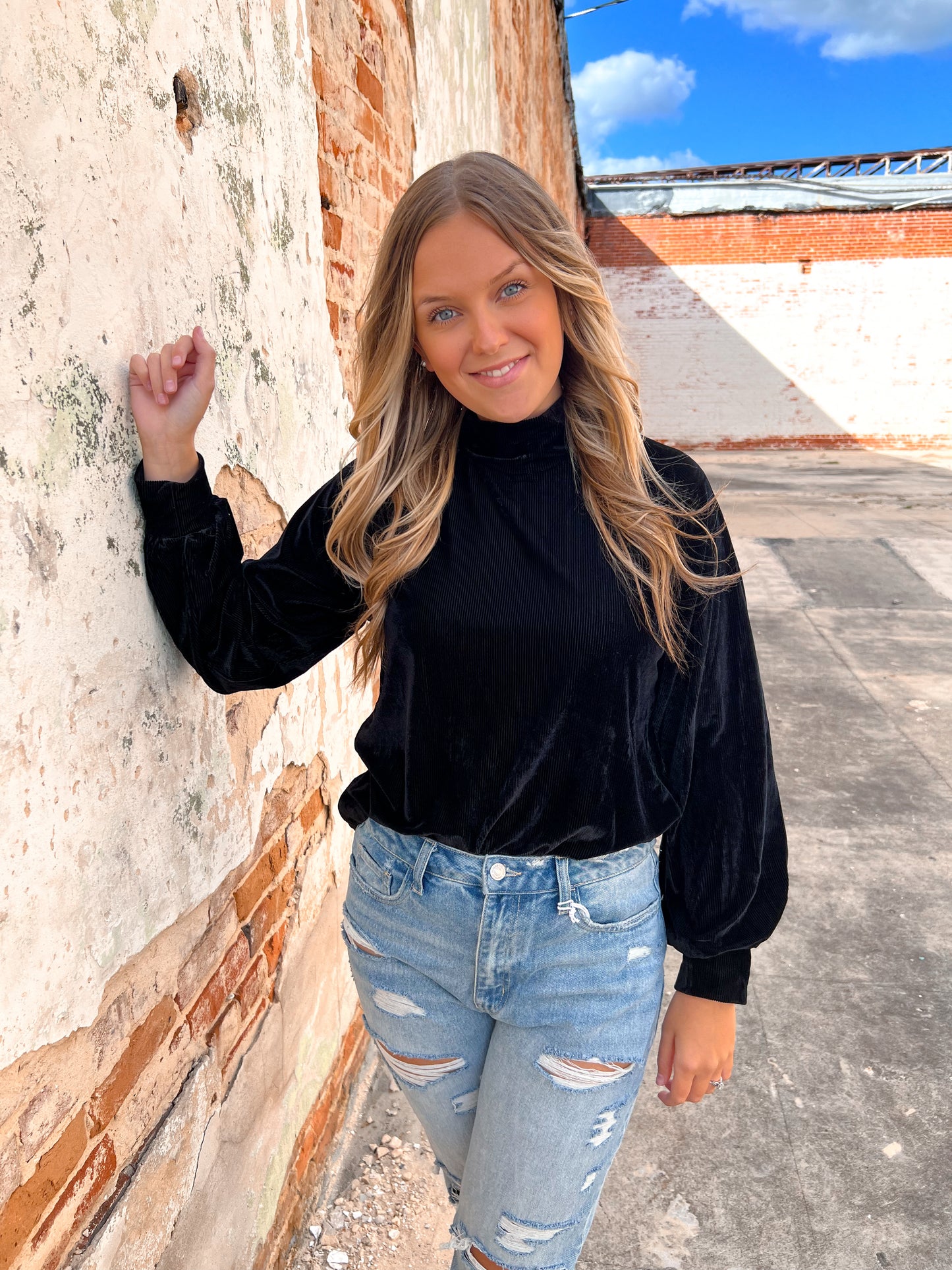 Zaeli Velvet Turtleneck Black-BLOUSE TOP-Southern Grace Wholesale-Tops Collection-The Twisted Chandelier