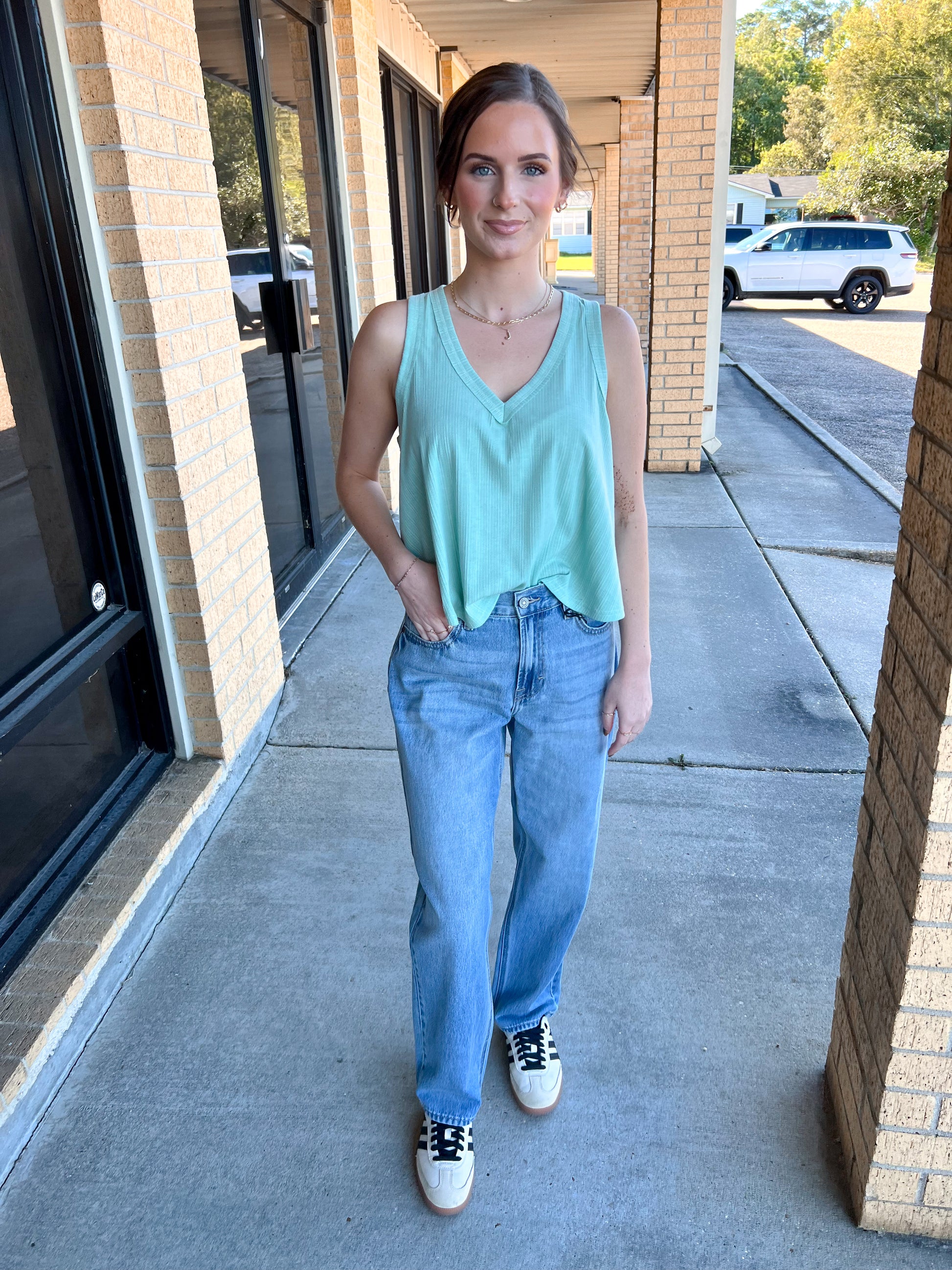 Marda Sleeveless Soft Knit Swing Crop Top - Green-VERY J-BIN A 3,FD 06/10/25,OGP 28.99,Tops Collection-The Twisted Chandelier