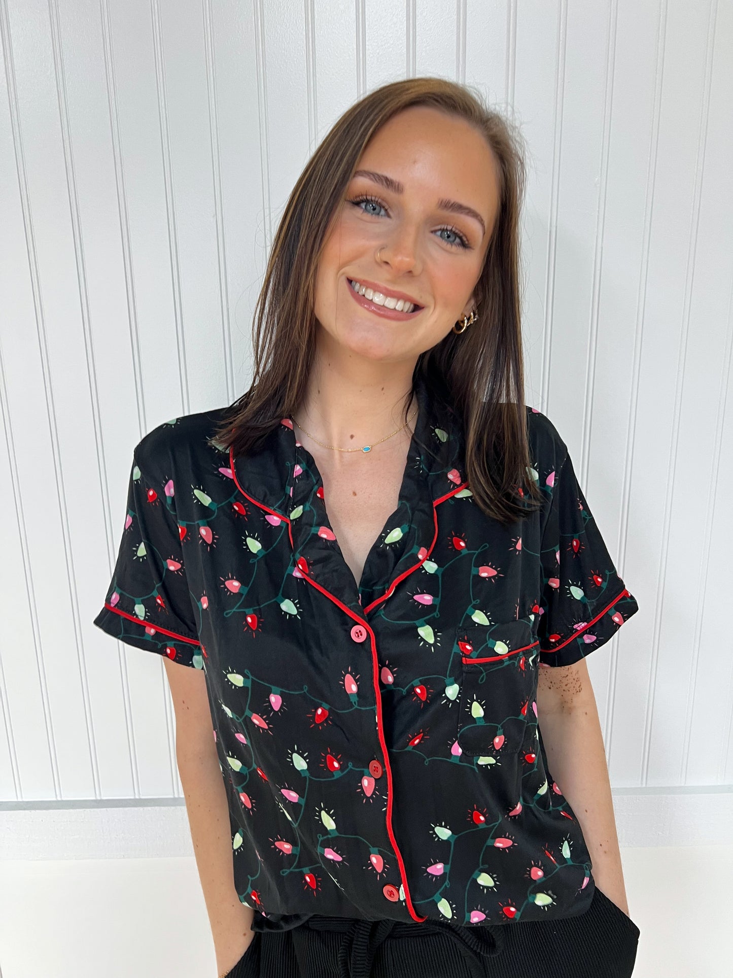 Hello Mello Holiday Pajama Top - Very Merry-Loungewear-HELLO MELLO-$25 & Under Sale,Bin a1,Faire-The Twisted Chandelier