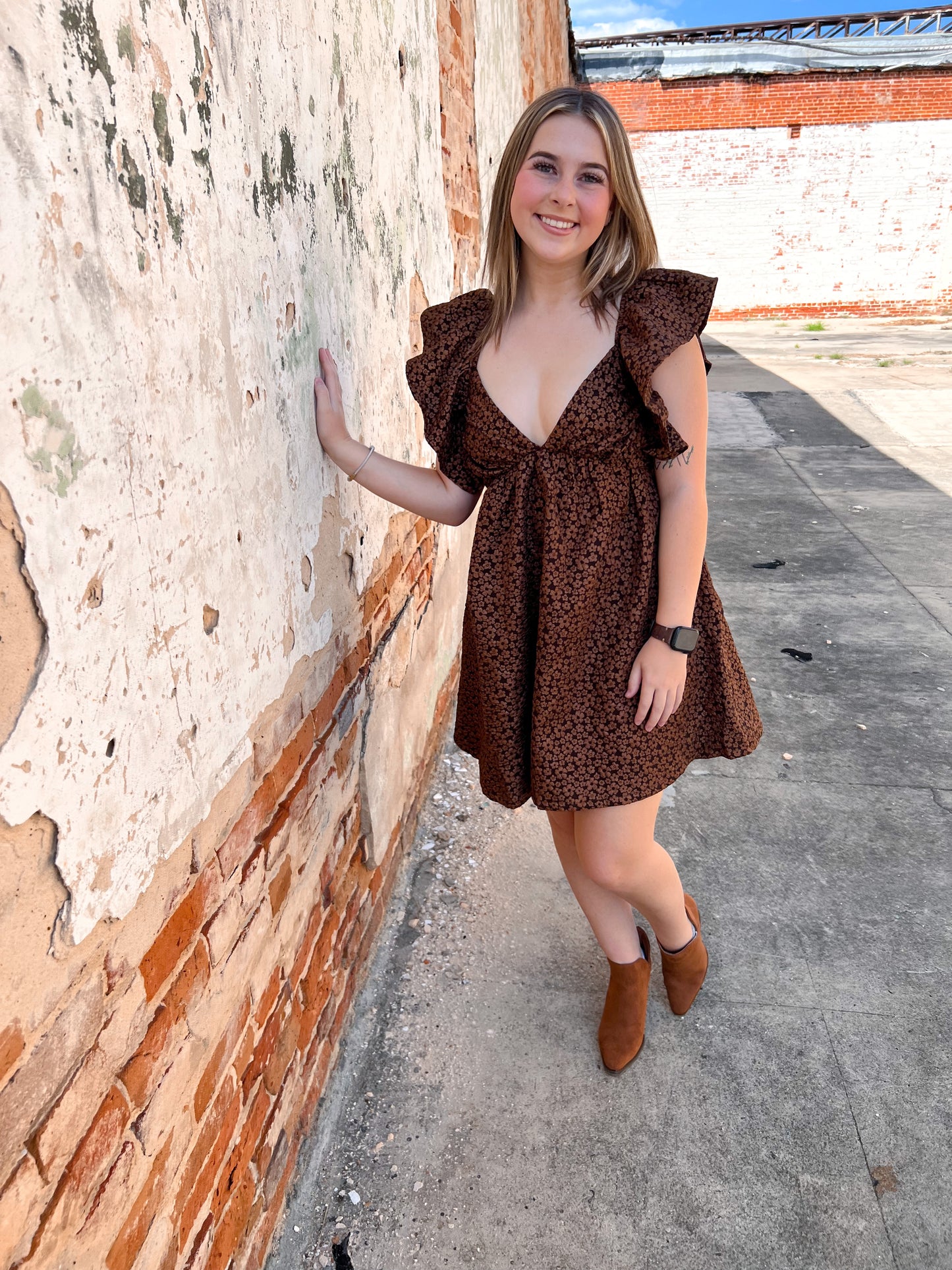 Ashton Floral Babydoll Ruffle Sleeve Mini Dress-Dress-day+moon-11/28/23 md, 1st md, BIN A2-The Twisted Chandelier
