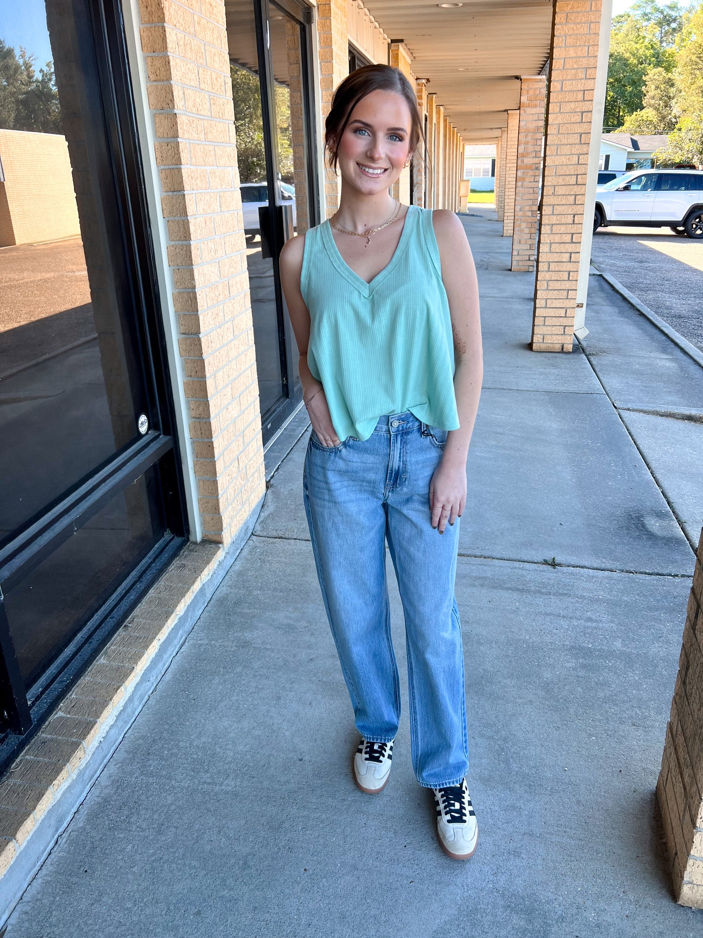 Marda Sleeveless Soft Knit Swing Crop Top - Green-VERY J-BIN A 3,FD 06/10/25,OGP 28.99,Tops Collection-The Twisted Chandelier