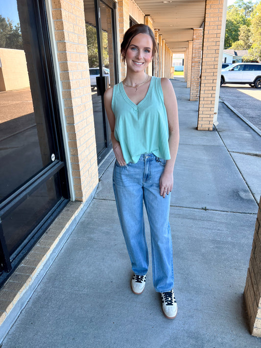 Marda Sleeveless Soft Knit Swing Crop Top - Green-VERY J-BIN A 3,FD 06/10/25,OGP 28.99,Tops Collection-The Twisted Chandelier