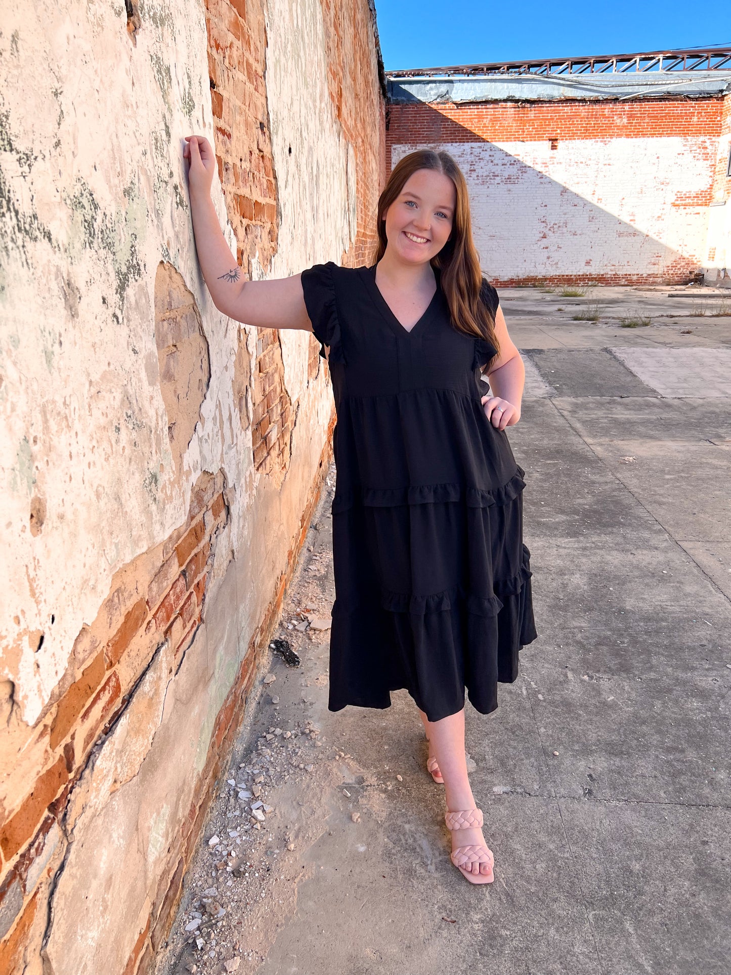 Aubrey Ruffle Dress Black - Plus-Dress-Umgee-BIN A2-The Twisted Chandelier