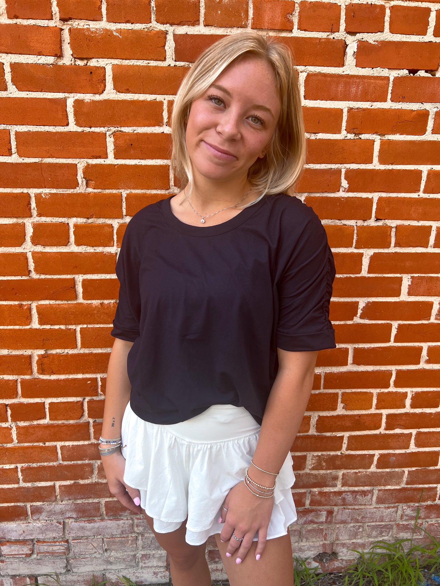 Sadie Elegant Touch Loose Fit Tee-Active Wear-Mono B-BIN D4,FD 07/29/25,Top,Tops Collection-The Twisted Chandelier