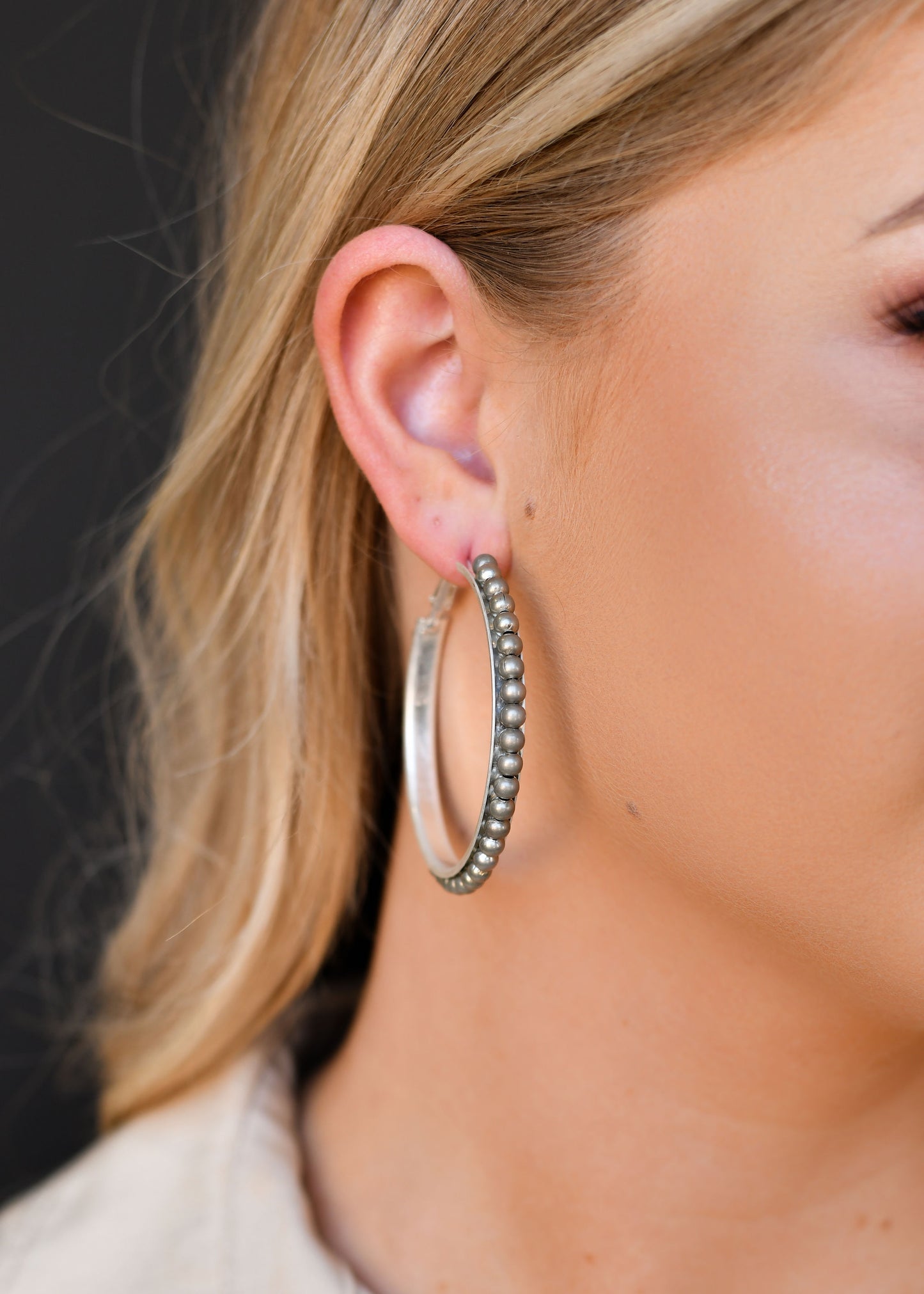 West and Co. Worn Silver Trimmed Hoop Earring-Hoop Earrings-West and Co.--The Twisted Chandelier