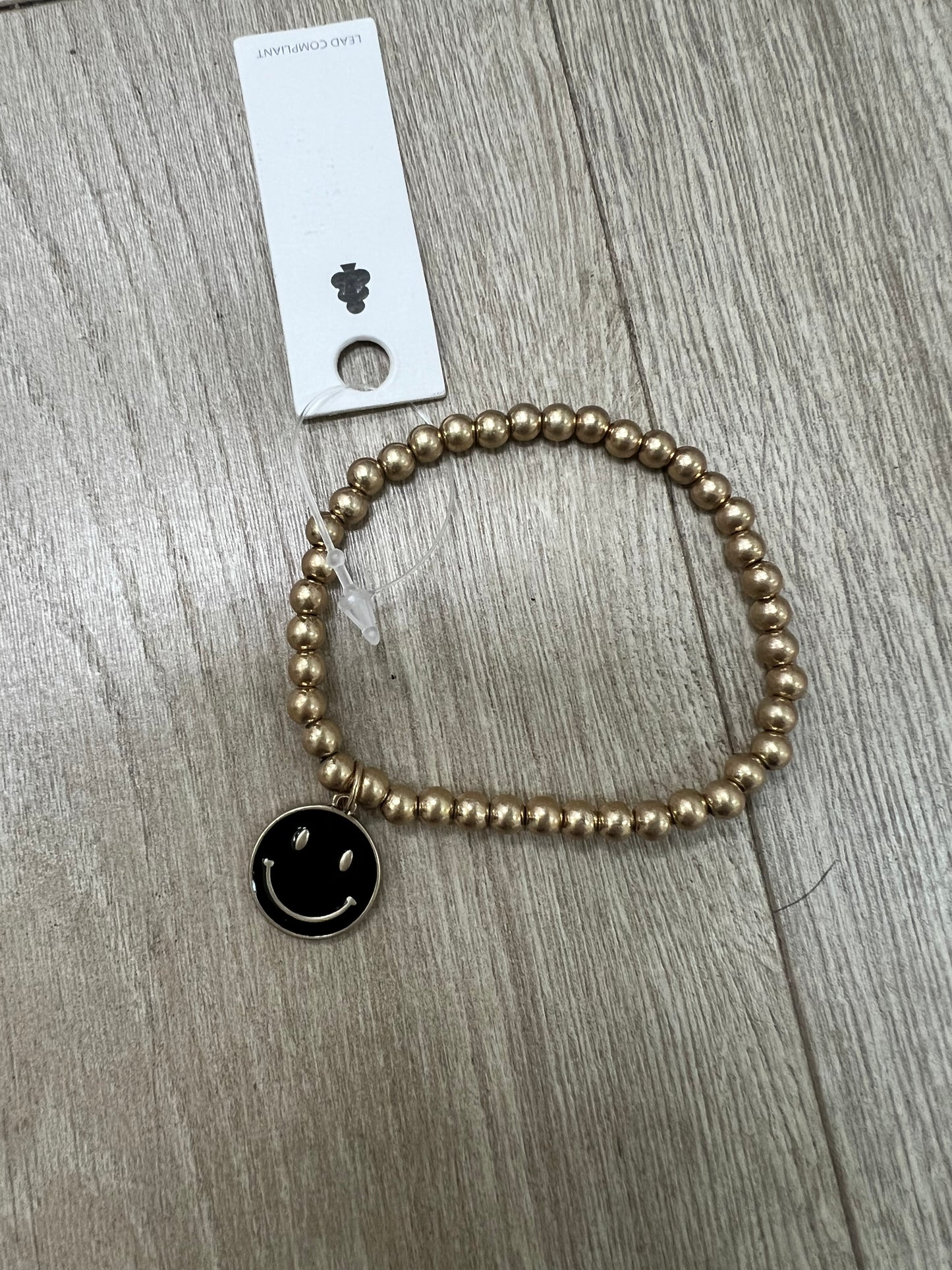 Gold Beaded Smiley Face Bracelet