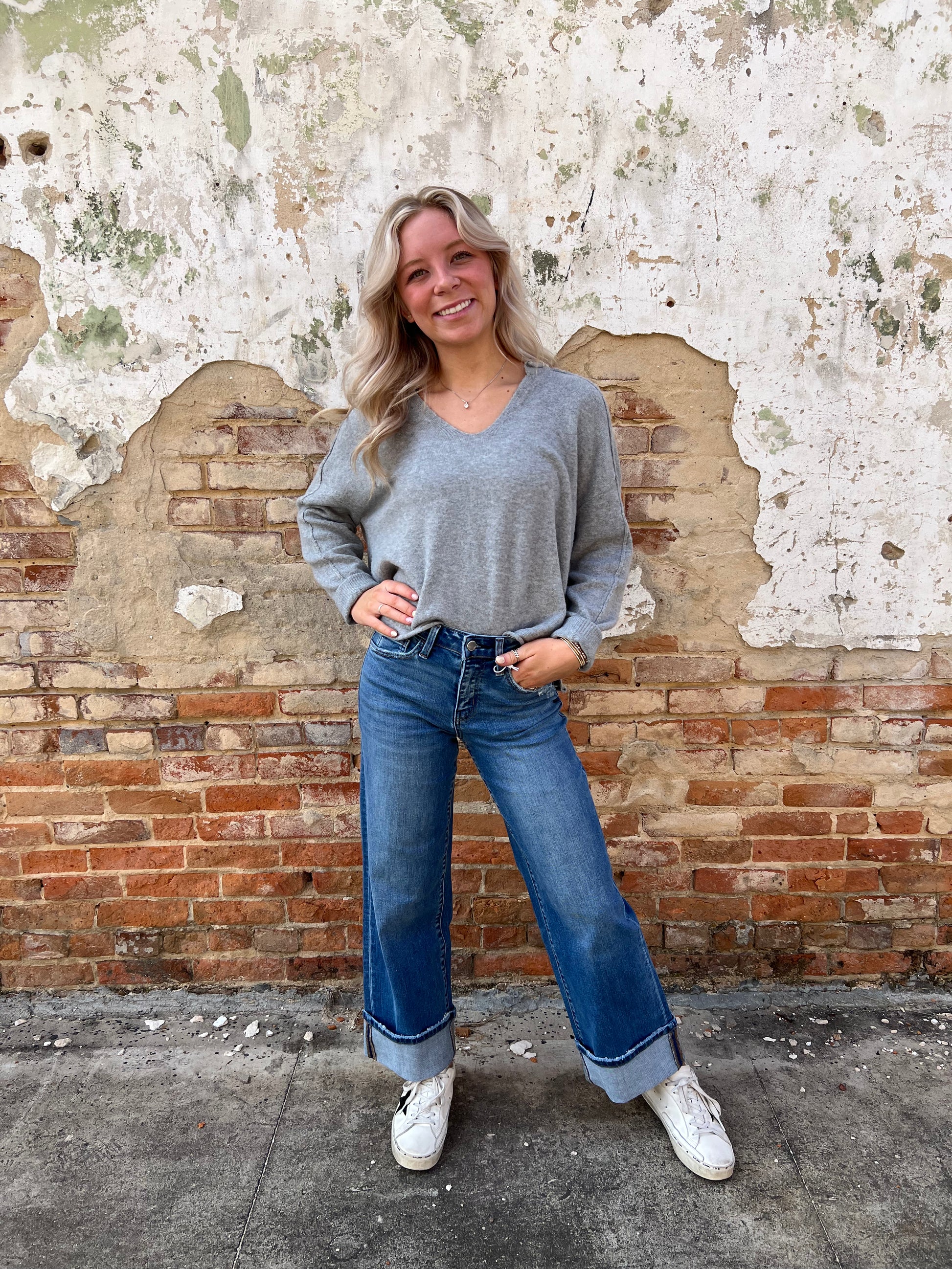 Skyler High Rise Cuffed Wide Flying Monkey Jeans-FLYING MONKEY-BIN A2,bottoms,FD 02/04/25-The Twisted Chandelier