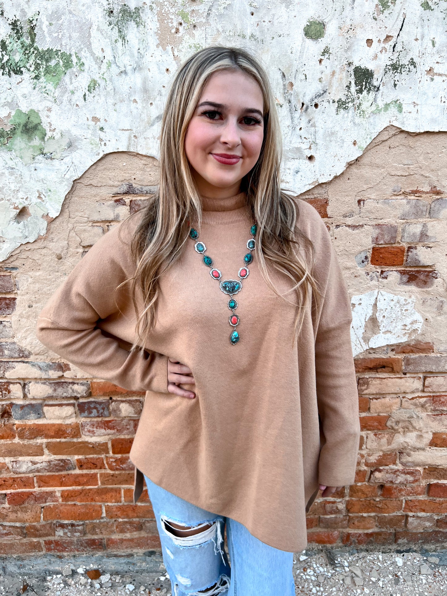 Allie Mock Neck Long Sleeve Top-Sweater-Entro-BIN B4-The Twisted Chandelier