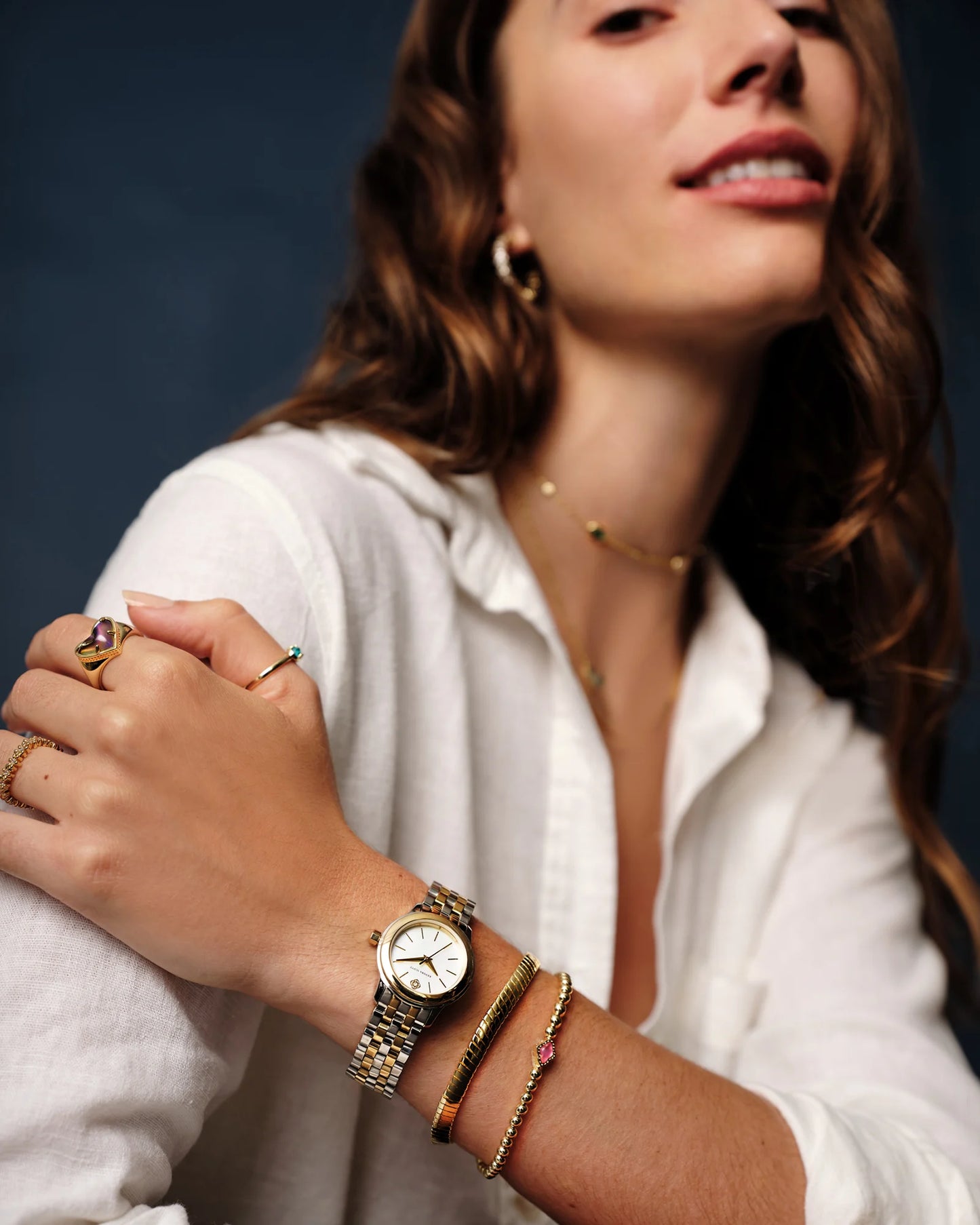 Kendra Scott Abbie Beaded Stretch Bracelet Gold Azalea Illusion-Bracelets-Kendra Scott-B00222GLD,CR 07/31/24,FD 07/31/24-The Twisted Chandelier