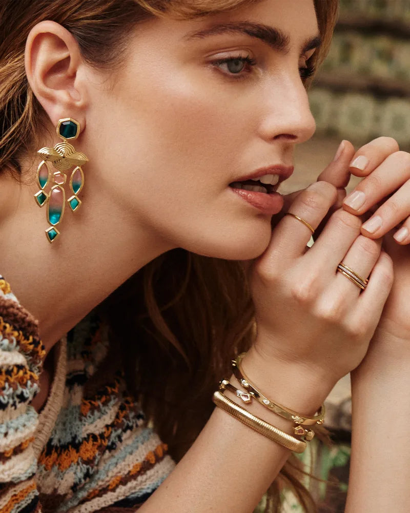 Kendra Scott Abbie Metal Bangle Bracelet Gold S/M-Bracelets-Kendra Scott-B00079GLD-The Twisted Chandelier