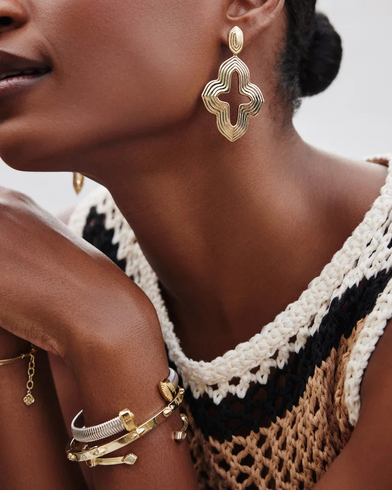 Kendra Scott Abbie Metal Bangle Bracelet Gold S/M-Bracelets-Kendra Scott-B00079GLD-The Twisted Chandelier
