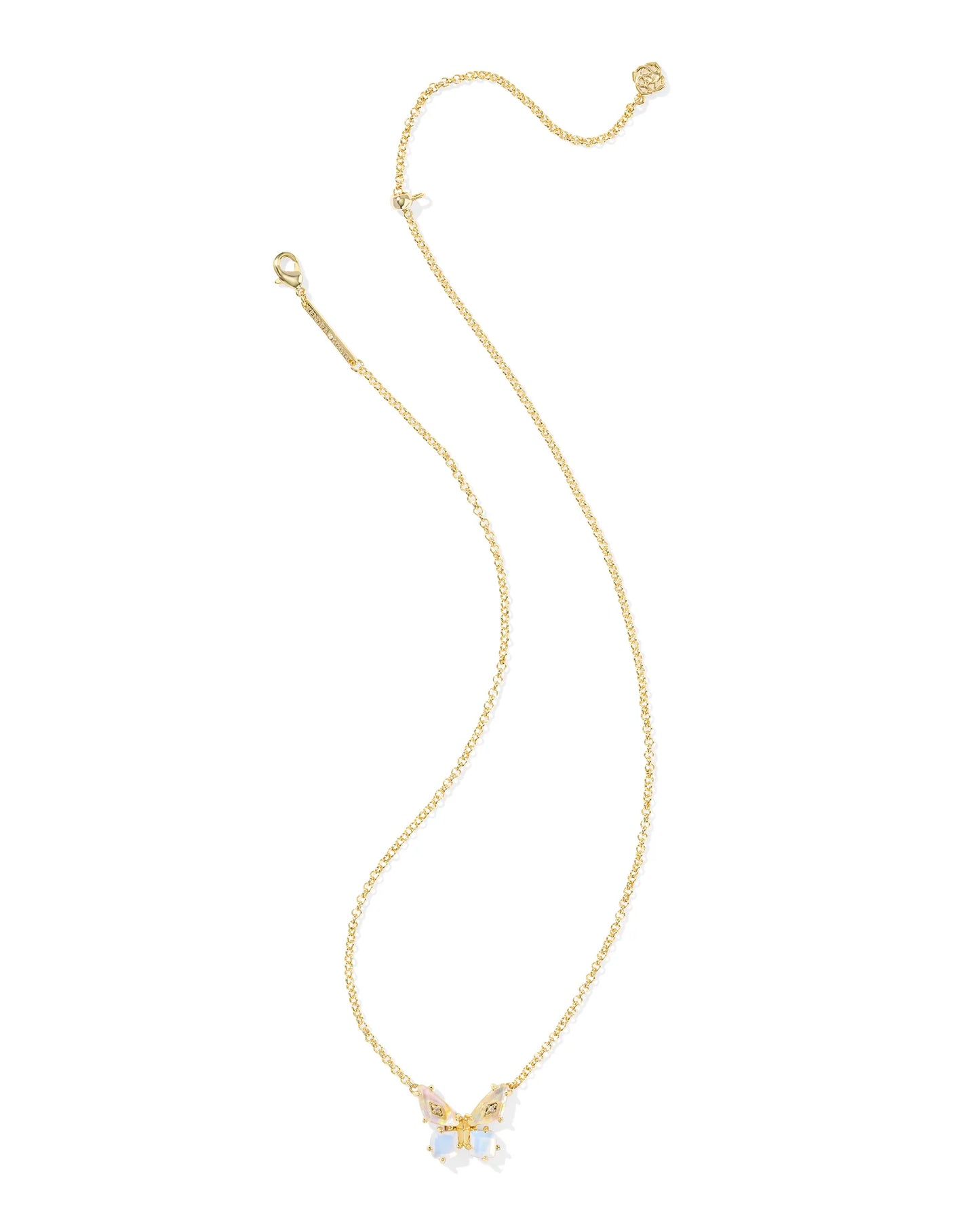 Kendra Scott Bianca Butterfly Short Pendant Necklace Gold Iridescent White Mix-Necklaces-Kendra Scott-FD 05/07/25,N01103GLD-The Twisted Chandelier