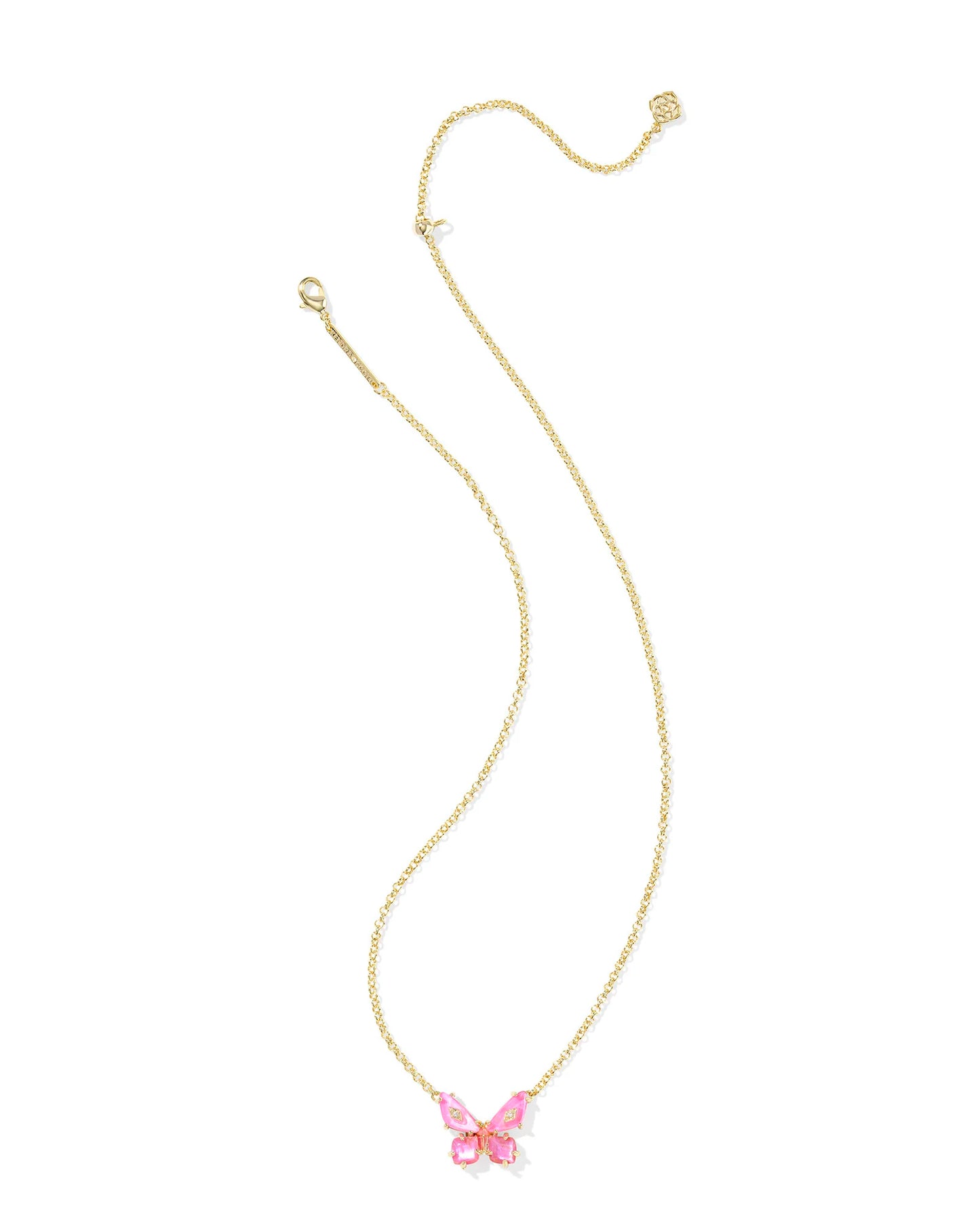 Kendra Scott Bianca Butterfly Short Pendant Necklace Gold Pink Mix-Necklaces-Kendra Scott-FD 05/07/25,N01103GLD-The Twisted Chandelier