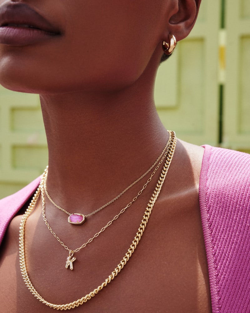 Kendra Scott Crystal Letter K Short Pendant Necklace Gold White CZ-Necklaces-Kendra Scott-N00201GLD-The Twisted Chandelier