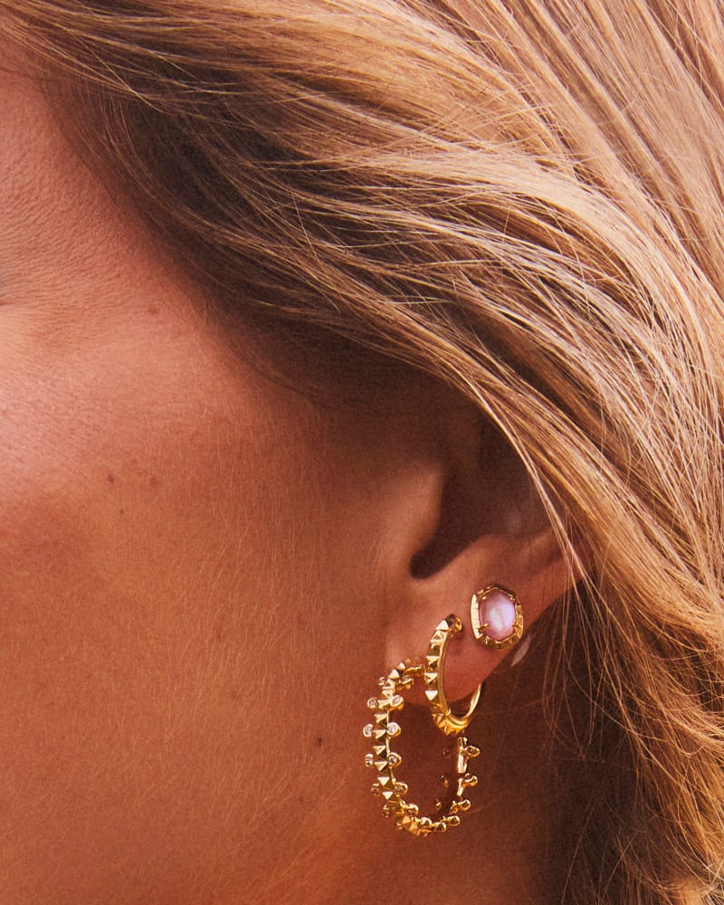 Kendra Scott Daphne Stud Earrings Gold Light Pink Iridescent Abalone-Earrings-Kendra Scott-E00406GLD-The Twisted Chandelier