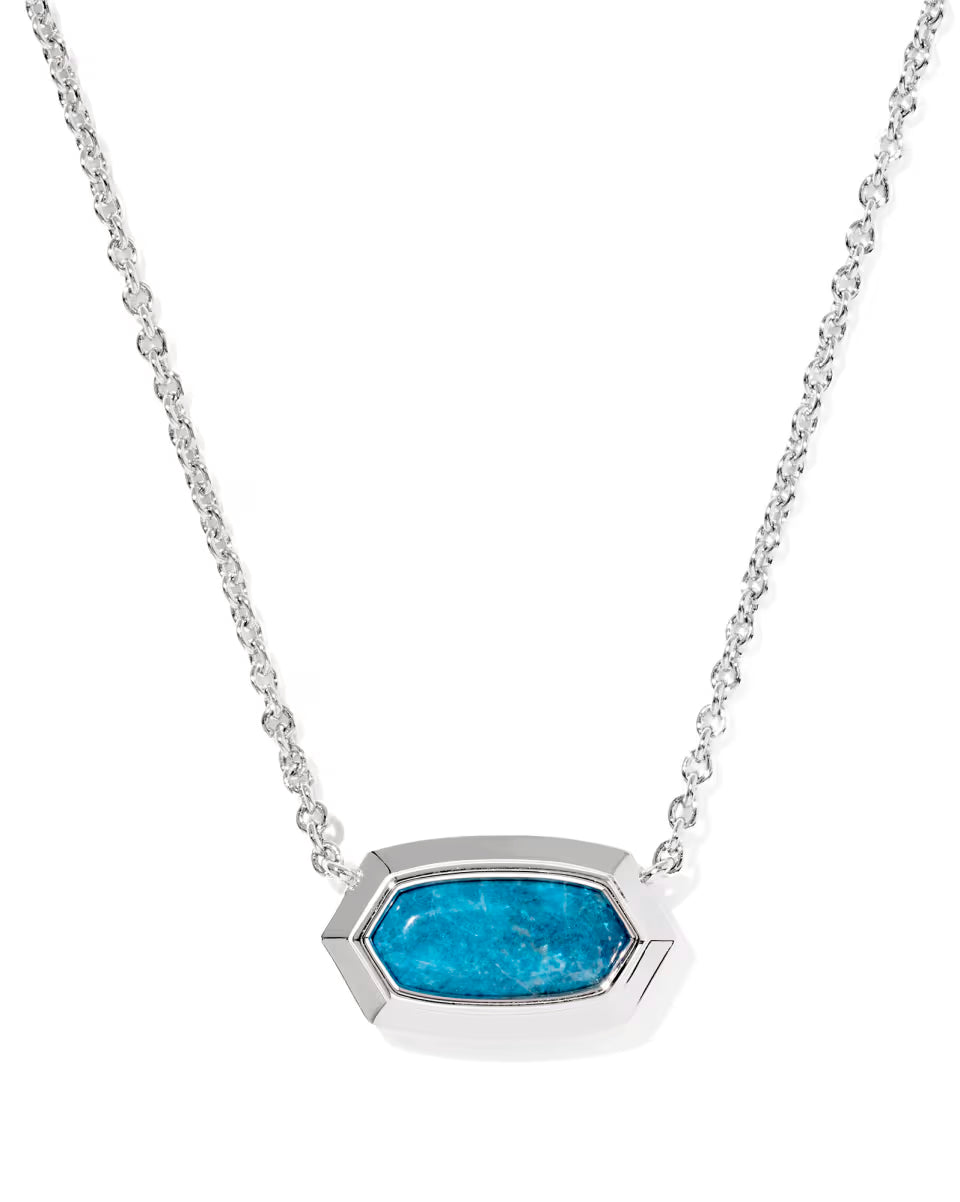 Kendra Scott Elisa Bezel Short Pendant Necklace Silver Variegated Indigo Magnesite-Kendra Scott-N01329RHD-The Twisted Chandelier
