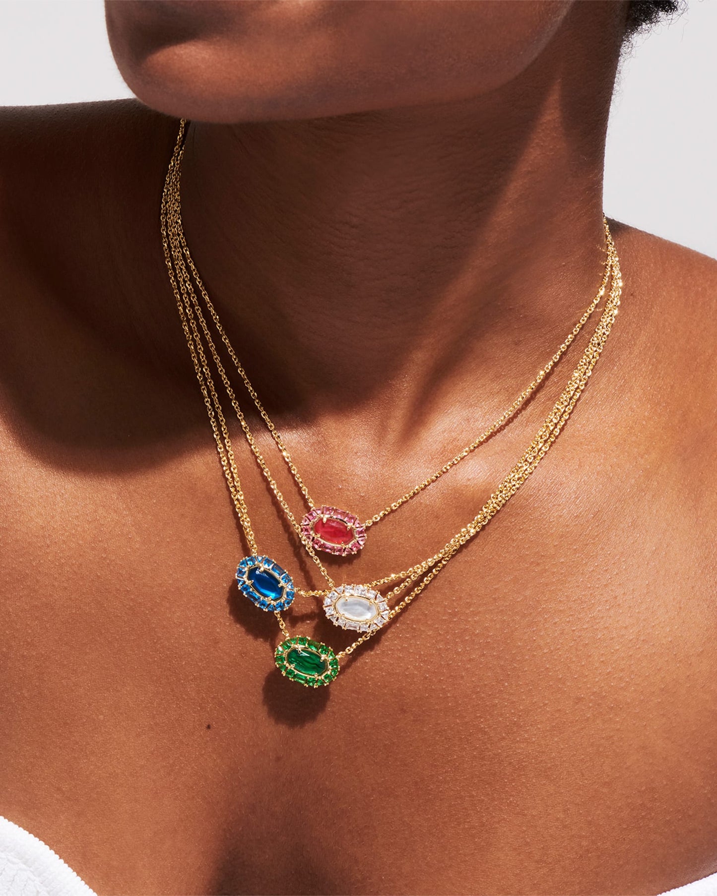 Kendra Scott Elisa Crystal Frame Short Pendant Necklace Gold Kelly Green Illusion-Necklaces-Kendra Scott-N00330GLD-The Twisted Chandelier