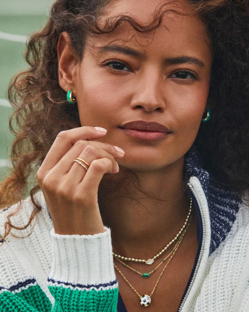Kendra Scott Mini Elisa Enamel Frame Short Pendant Necklace Gold Emerald Illusion-Necklaces-Kendra Scott-CR 07/31/24,FD 07/31/24,gameday,N00720GLD-The Twisted Chandelier