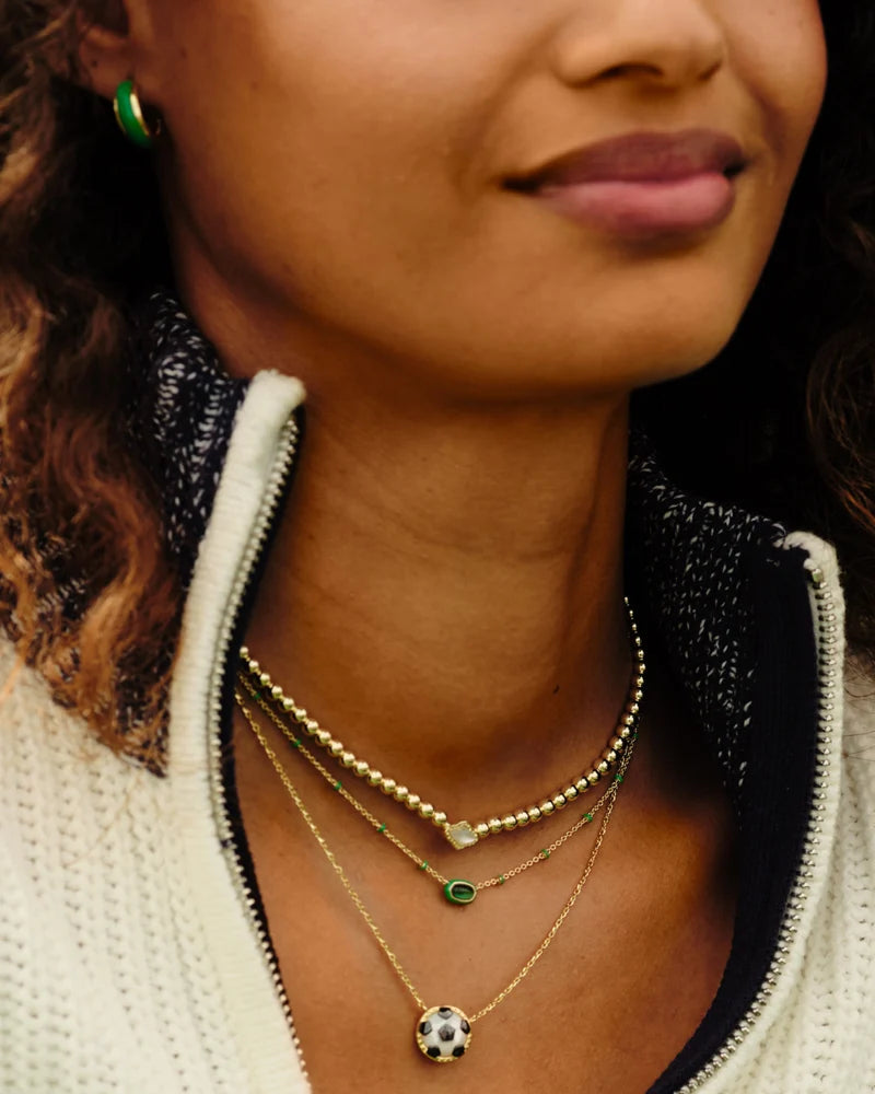 Kendra Scott Mini Elisa Enamel Frame Short Pendant Necklace Gold Emerald Illusion-Necklaces-Kendra Scott-CR 07/31/24,FD 07/31/24,gameday,N00720GLD-The Twisted Chandelier