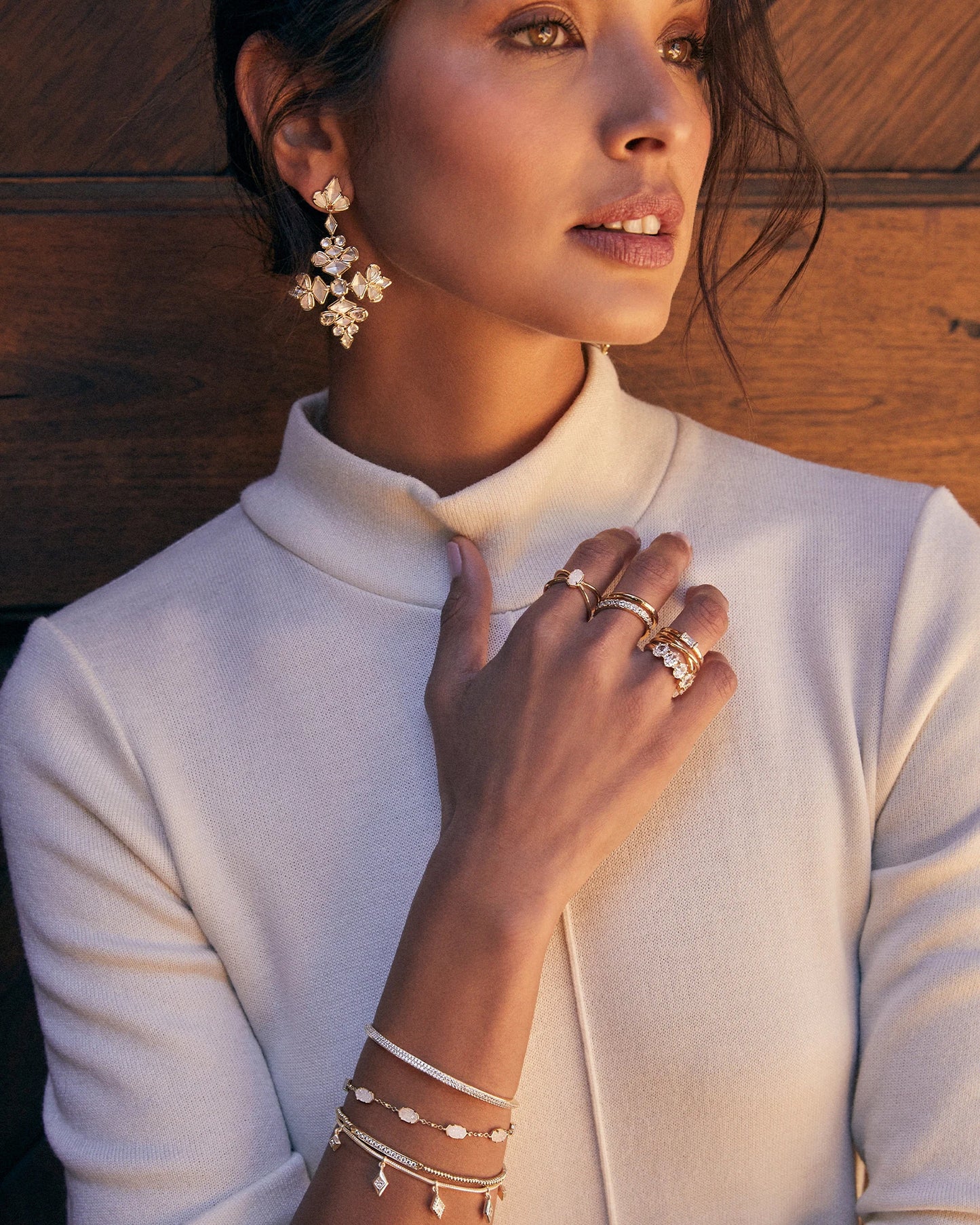 Kendra Scott Ella Cuff Bracelet Gold White CZ S/M-Bracelets-Kendra Scott-B00114GLD-The Twisted Chandelier