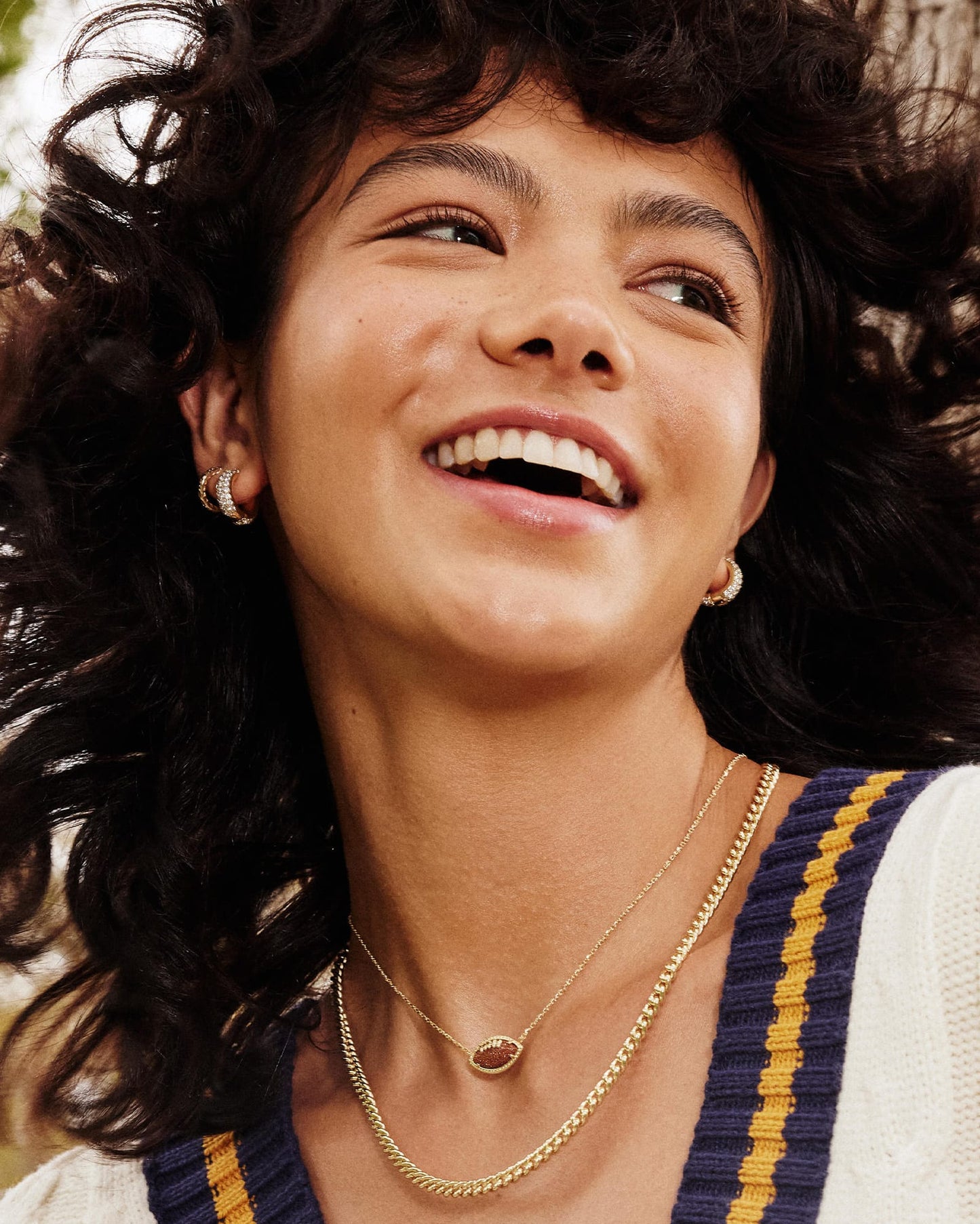Kendra Scott Football Short Pendant Necklace Gold Orange Goldstone-Necklaces-Kendra Scott-N00329GLD-The Twisted Chandelier