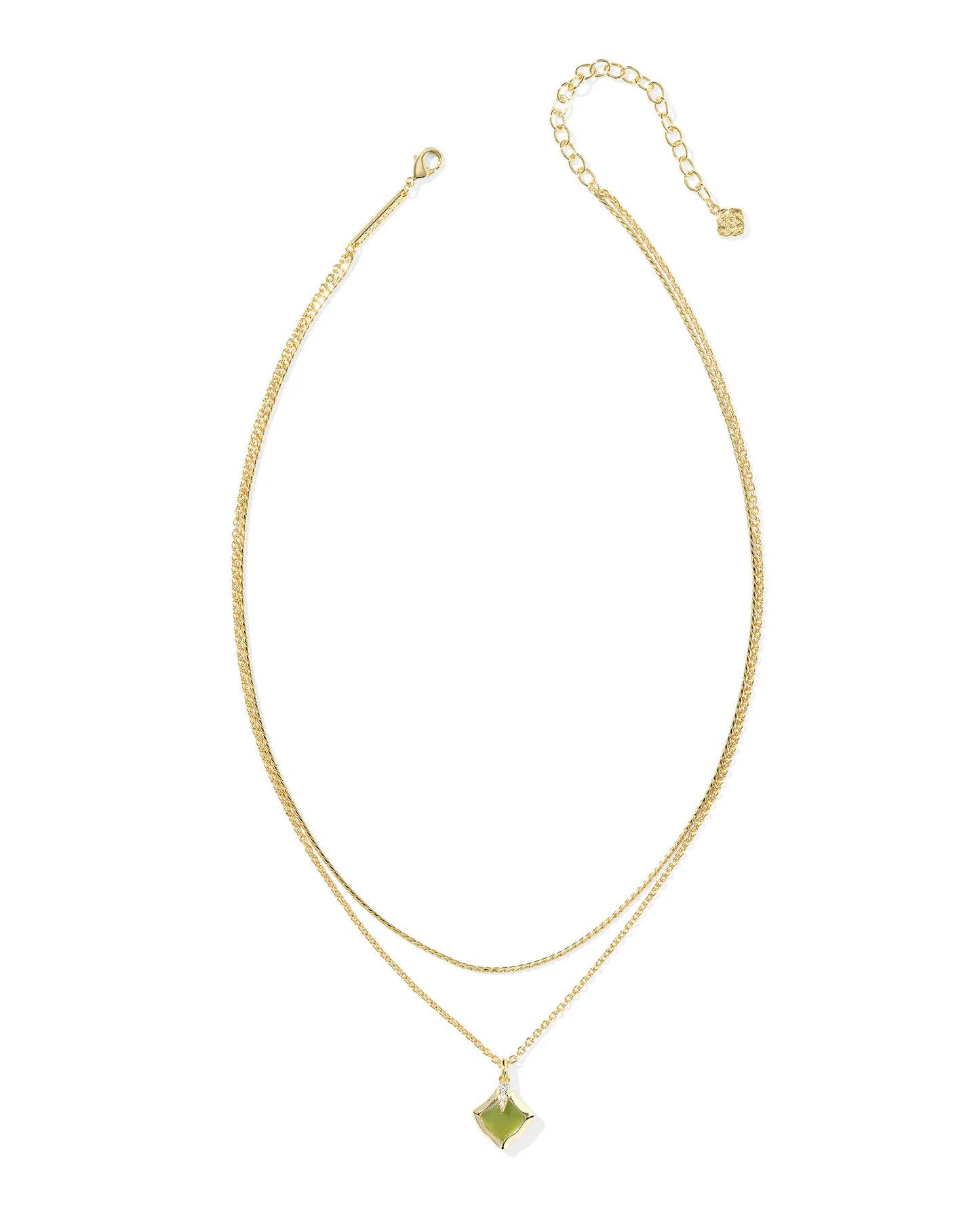 Kendra Scott Joelle Multi Strand Necklace Gold Chartreuse Green Mother Of Pearl