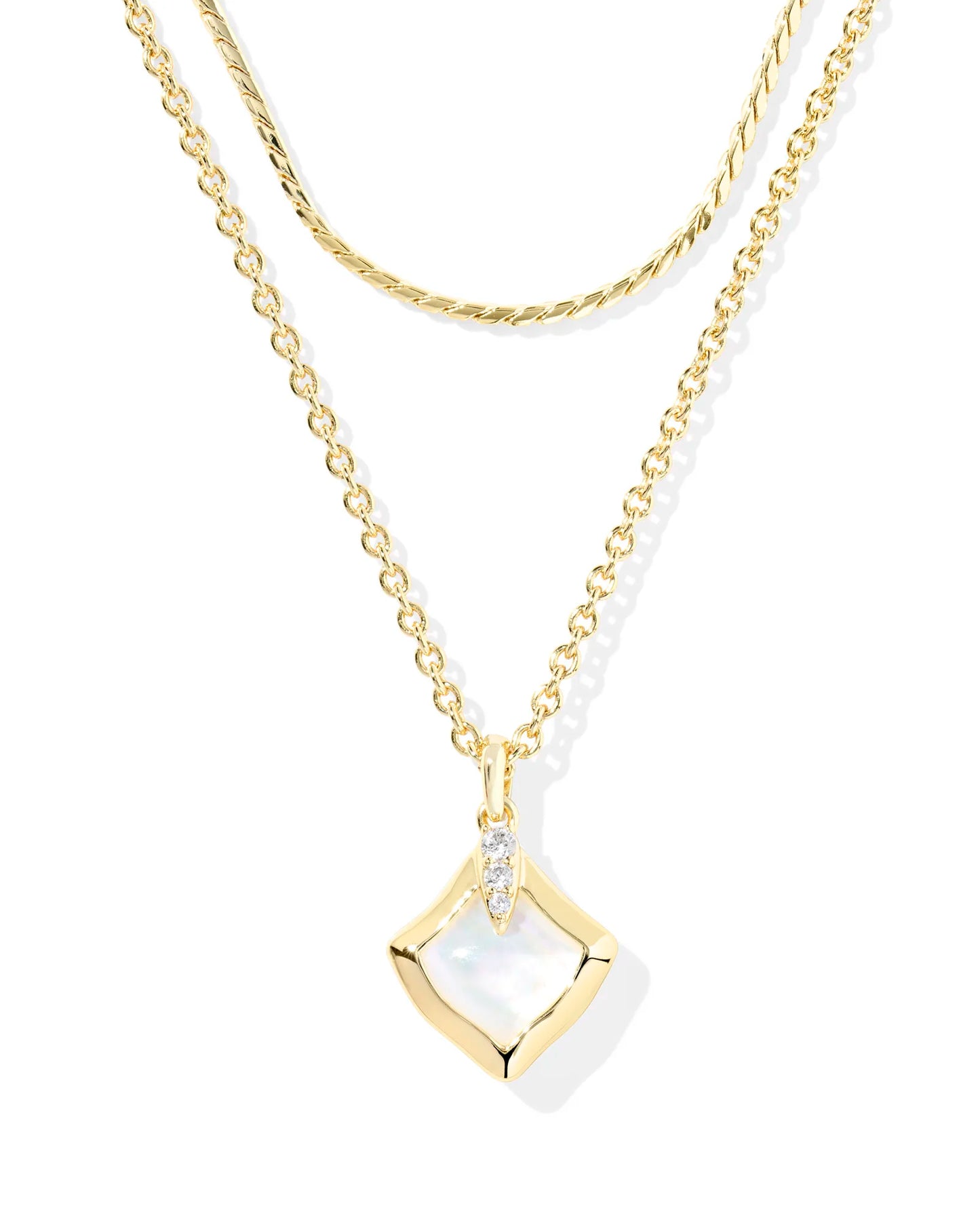 Kendra Scott Joelle Multi Strand Necklace Gold Ivory Mother Of Pearl-Necklaces-Kendra Scott-FD 05/07/25,N01102GLD-The Twisted Chandelier