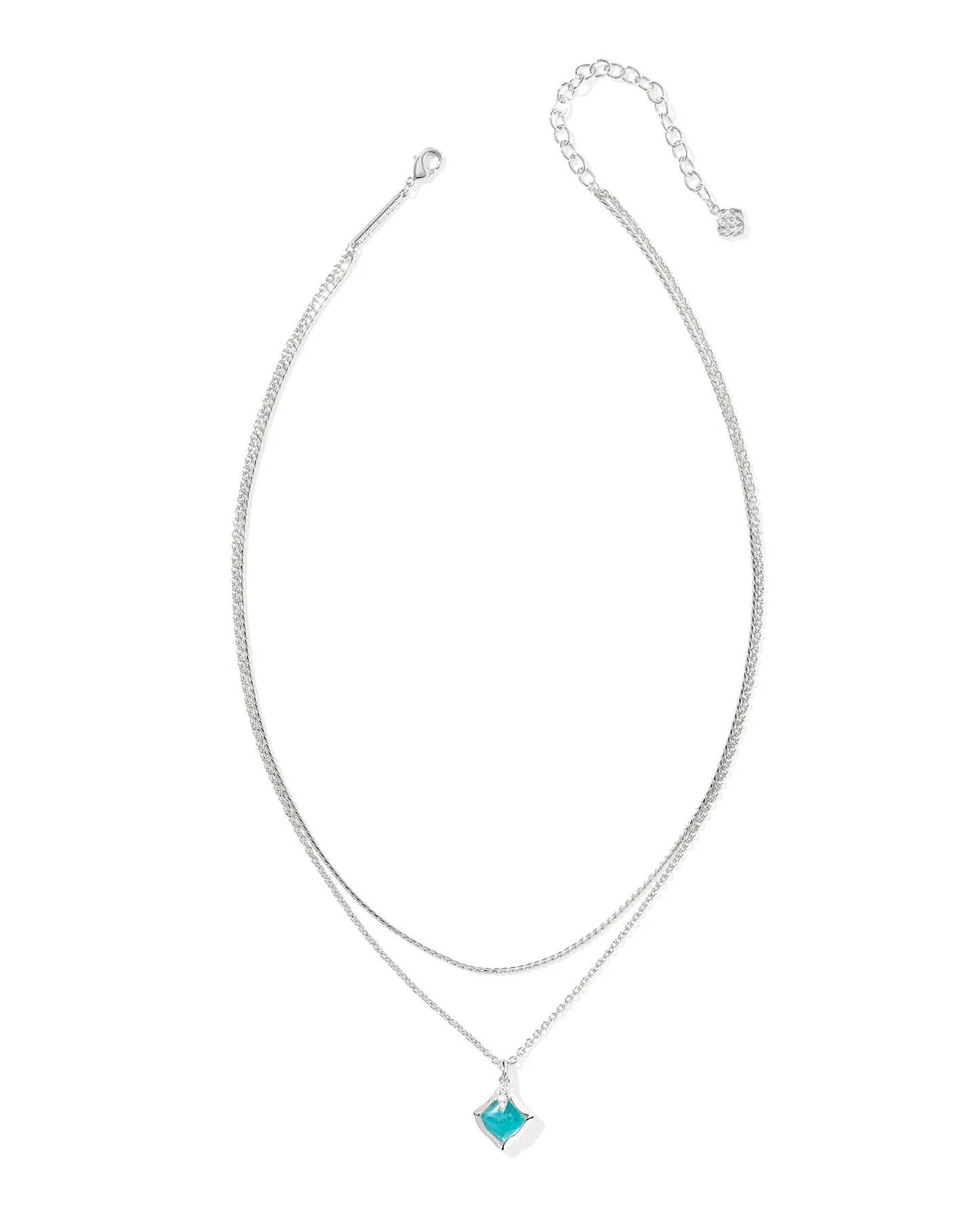 Kendra Scott Joelle Multi Strand Necklace Silver Bright Aqua Illusion-Necklaces-Kendra Scott-FD 05/07/25,N01102RHD-The Twisted Chandelier