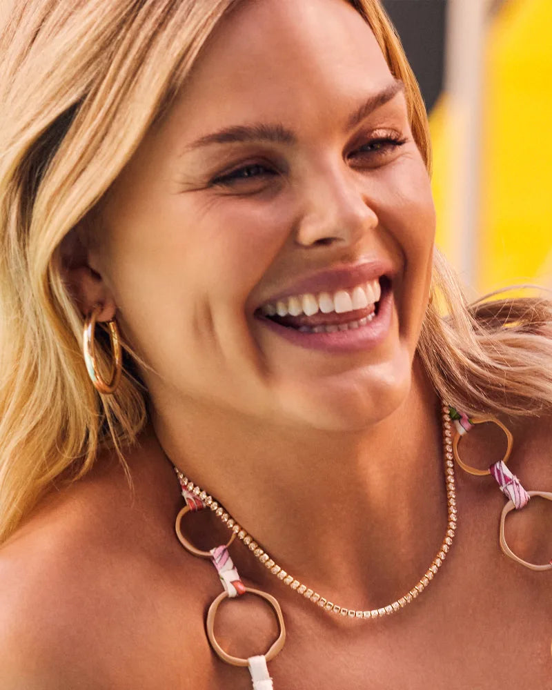 Kendra Scott Larsan Tennis Necklace Gold White CZ-Necklaces-Kendra Scott-N00183GLD-The Twisted Chandelier