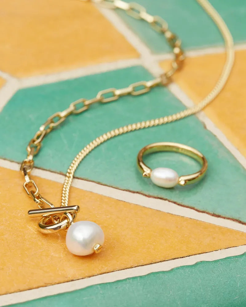 Kendra Scott Leighton Convertible Pearl Chain Necklace Gold White Pearl-Necklaces-Kendra Scott-N00220GLD-The Twisted Chandelier