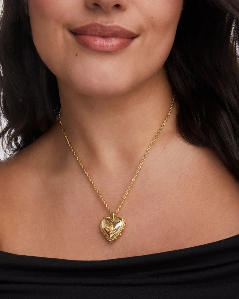 Kendra Scott Mallory Rose Locket Short Pendant Necklace Gold-Necklaces-Kendra Scott-N01053GLD,Sale Kendra Scott-The Twisted Chandelier