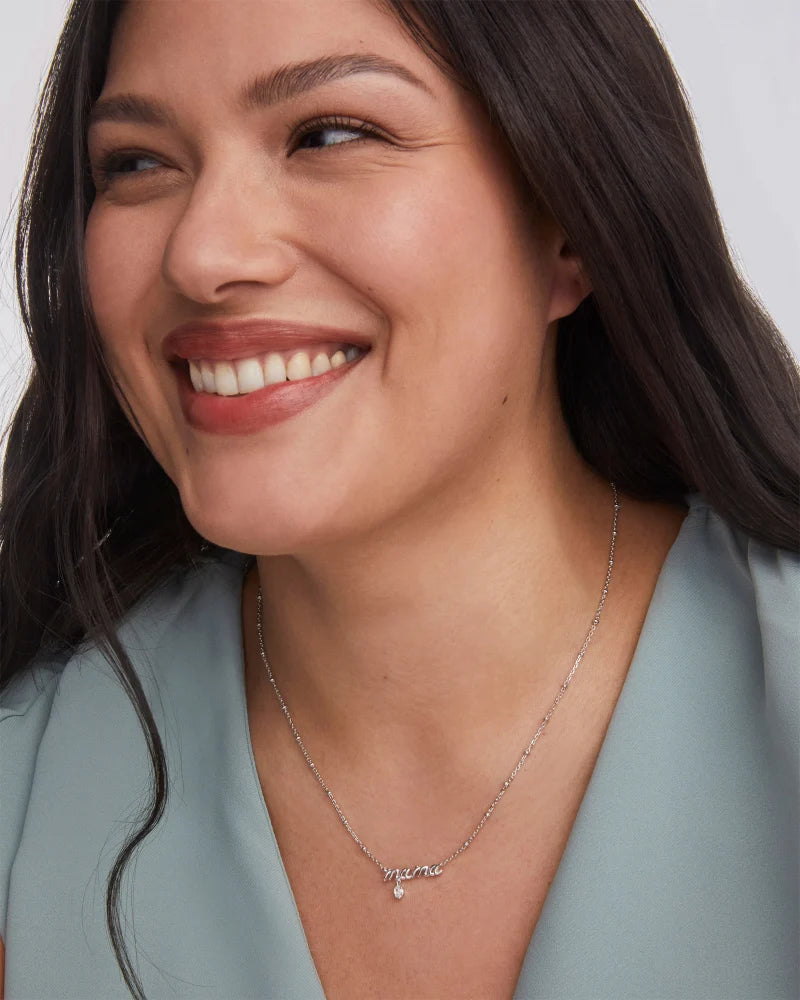 Kendra Scott Mama Crystal Short Pendant Necklace Silver-Necklaces-Kendra Scott-N01054RHD-The Twisted Chandelier