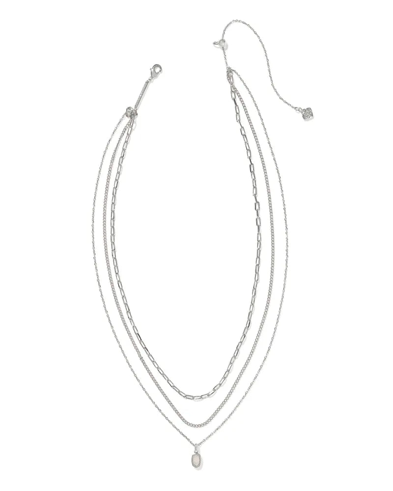 Kendra Scott Mini Elisa Triple Strand Necklace Silver Iridescent Drusy-Necklaces-Kendra Scott-FD 03/05/25,N00990GLD-The Twisted Chandelier