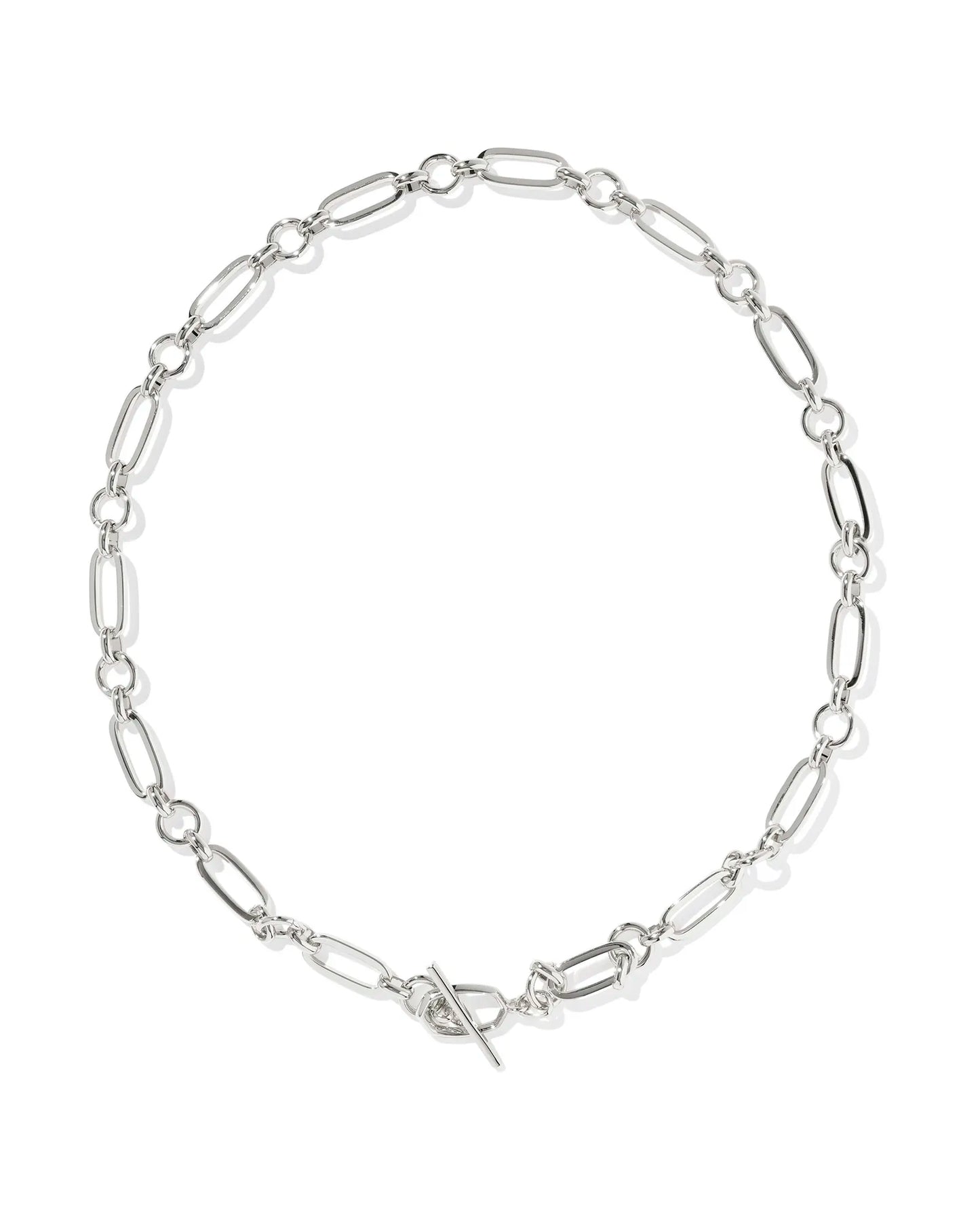 Kendra Scott Sylvia Metal Link And Chain Necklace Silver-Necklaces-Kendra Scott-N01112RHD-The Twisted Chandelier