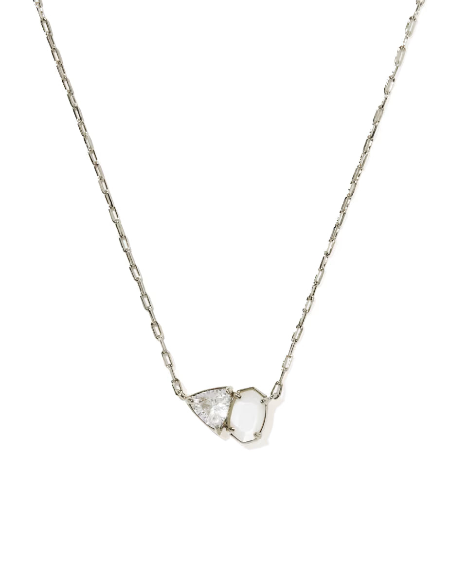 Kendra Scott Tatum Short Pendant Necklace Silver Neutral Mix-Kendra Scott-N01354RHD-The Twisted Chandelier