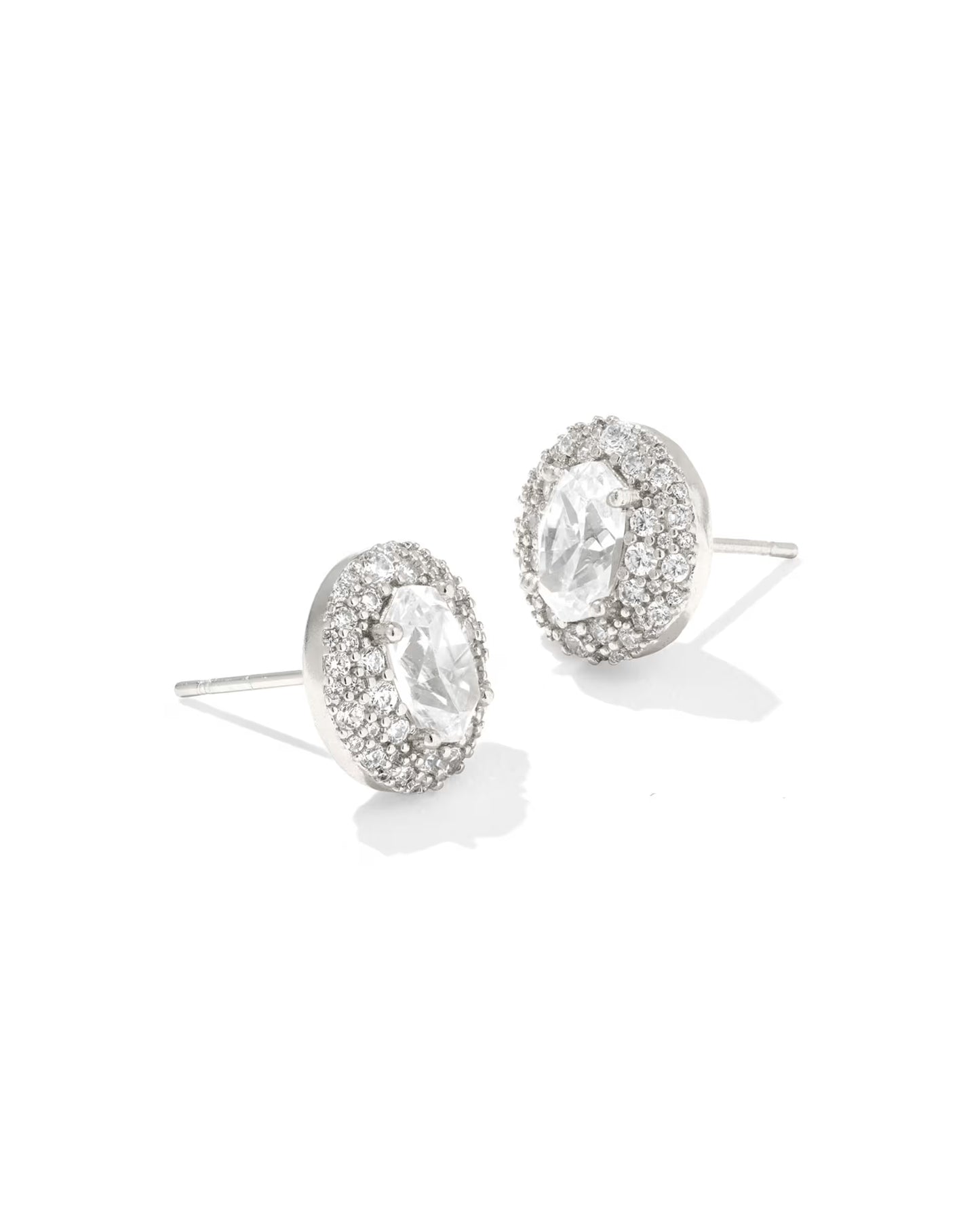 Kendra Scott Bella Stud Earrings Silver White Cz-Kendra Scott-E00931RHD-The Twisted Chandelier