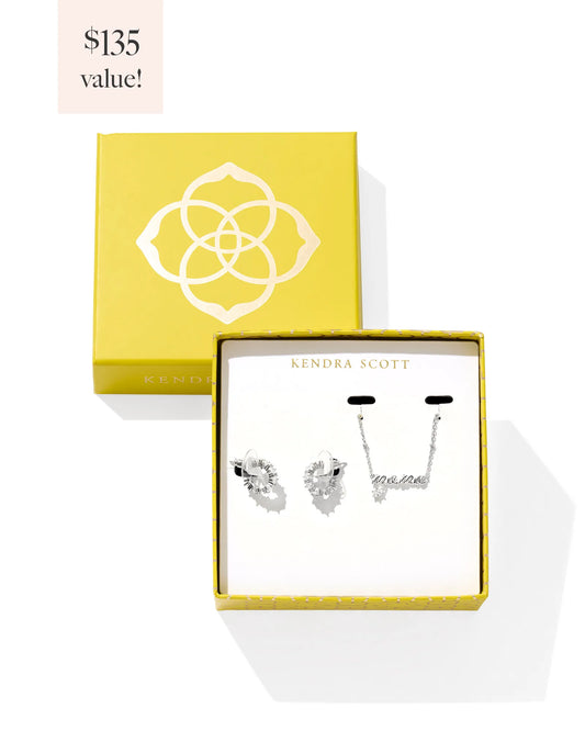 Kendra Scott Mama & Cailin Crystal Gift Set Silver White Crystal-Gift Sets-Kendra Scott-G00046GLD,Sale Kendra Scott-The Twisted Chandelier