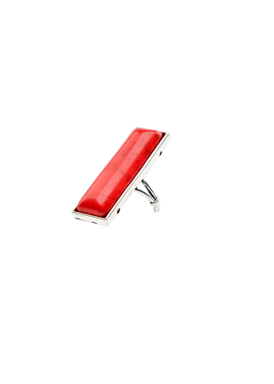 West and Co. Adjustable Red Bar Ring-Western Ring-West and Co.--The Twisted Chandelier