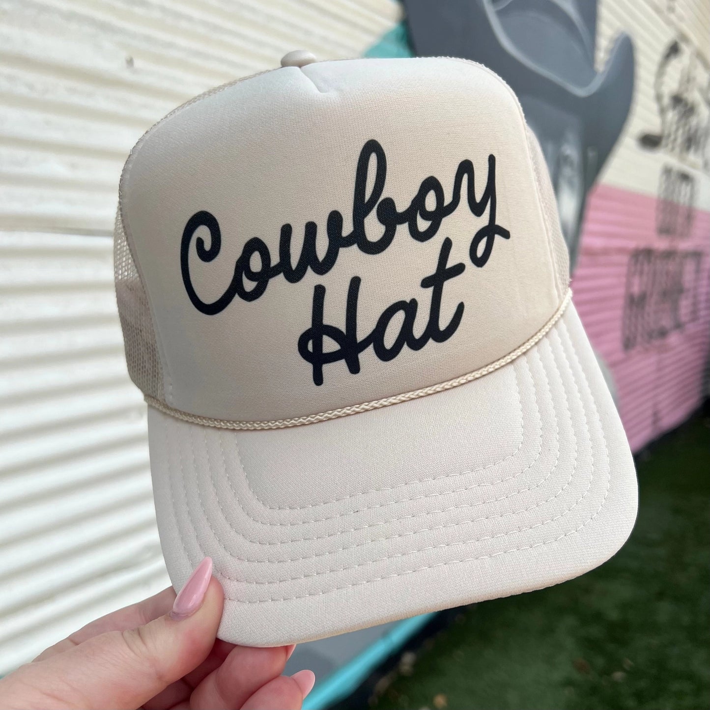 Cowboy Hat Snapback Foam Trucker Hat-Trucker Hat-Turquoise & Tequila-CR 04/21/25-The Twisted Chandelier