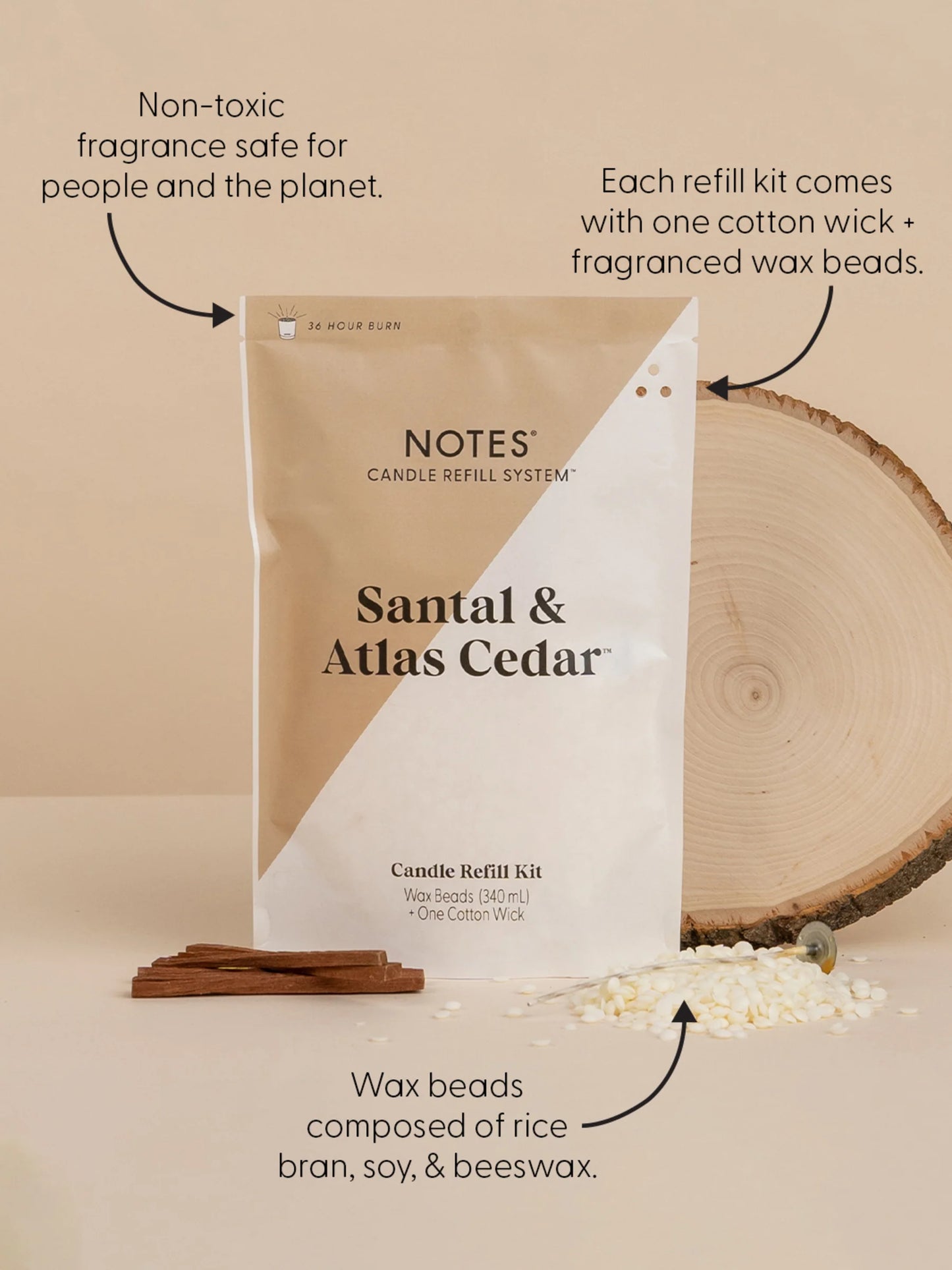 NOTES® Sustainable Candle Refill Kit - Sandal & Atlas-Candles-Notes Candles--The Twisted Chandelier