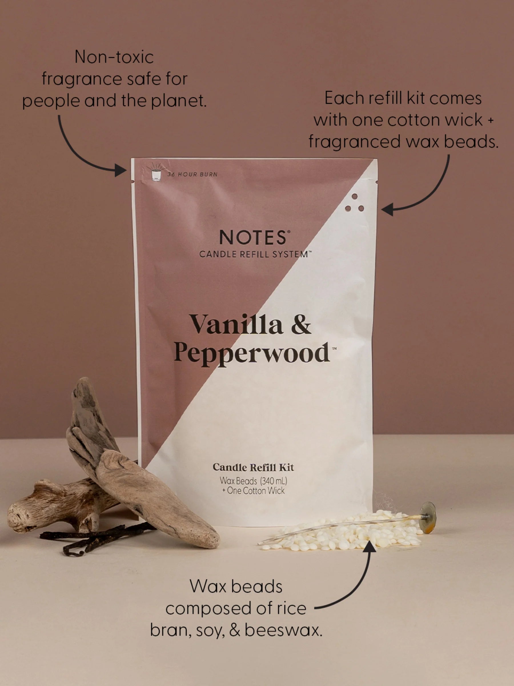 NOTES® Sustainable Candle Refill Kit - Vanilla & Pepperwood-Candles-Notes Candles--The Twisted Chandelier