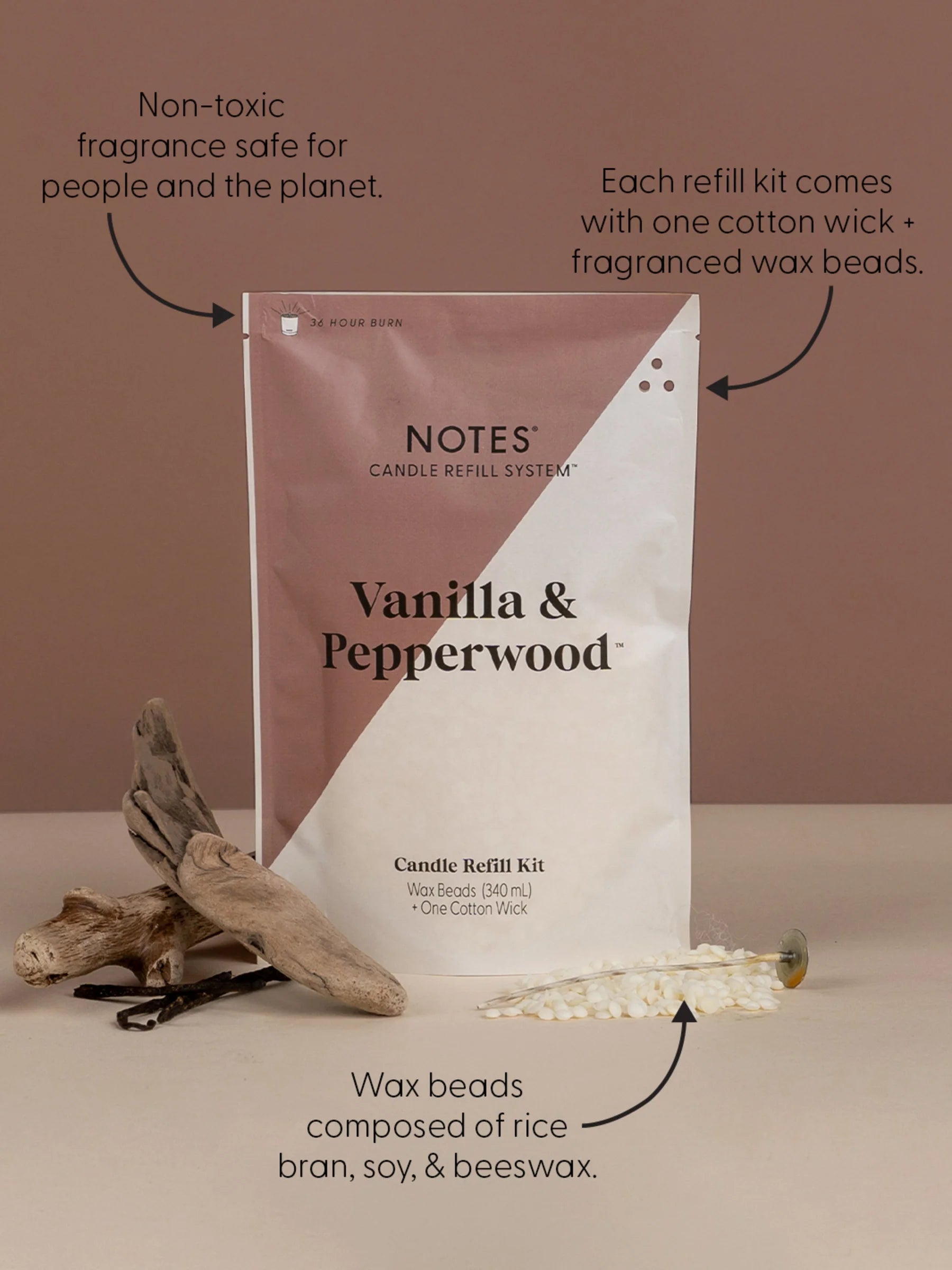 NOTES® Sustainable Candle Refill Kit - Vanilla & Pepperwood-Candles-Notes Candles-The Twisted Chandelier