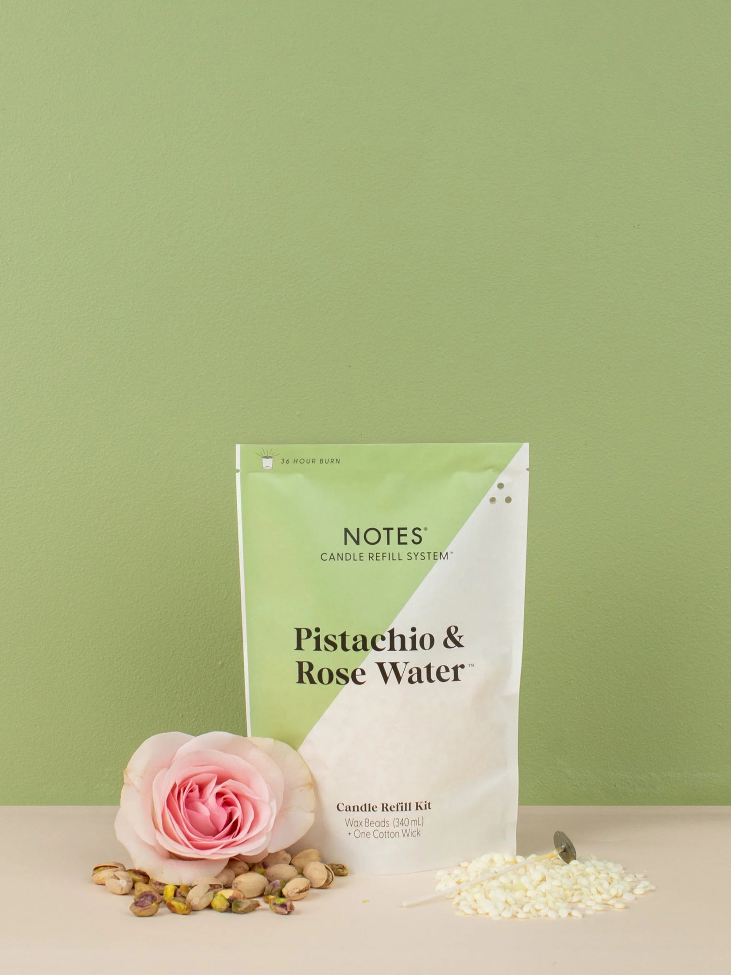 NOTES® Sustainable Candle Refill Kit - Pistachio & Rose Water-Candles-Notes Candles--The Twisted Chandelier