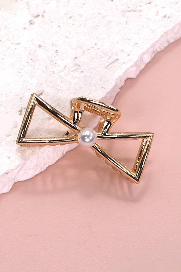 Mini Gold Rectangle Bow Heart Hair Claw Clips-JOSSLYN by wall to wall-The Twisted Chandelier