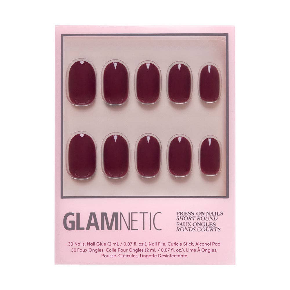 Berry Maroon Press-On Nails | Fall Solids | Short Round-Glamnetic-The Twisted Chandelier