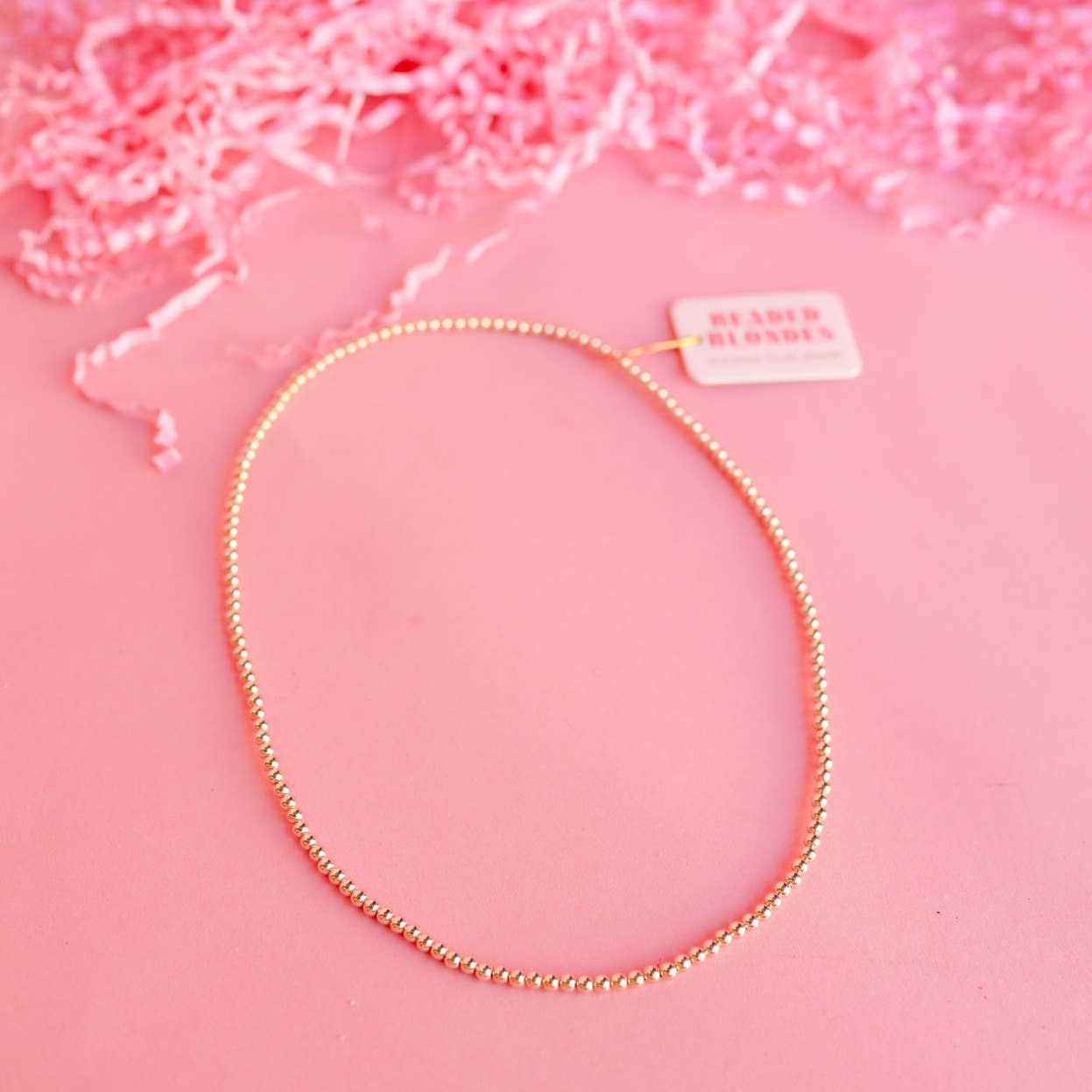 3MM Gold Beaded Necklace-Beaded Blondes-The Twisted Chandelier